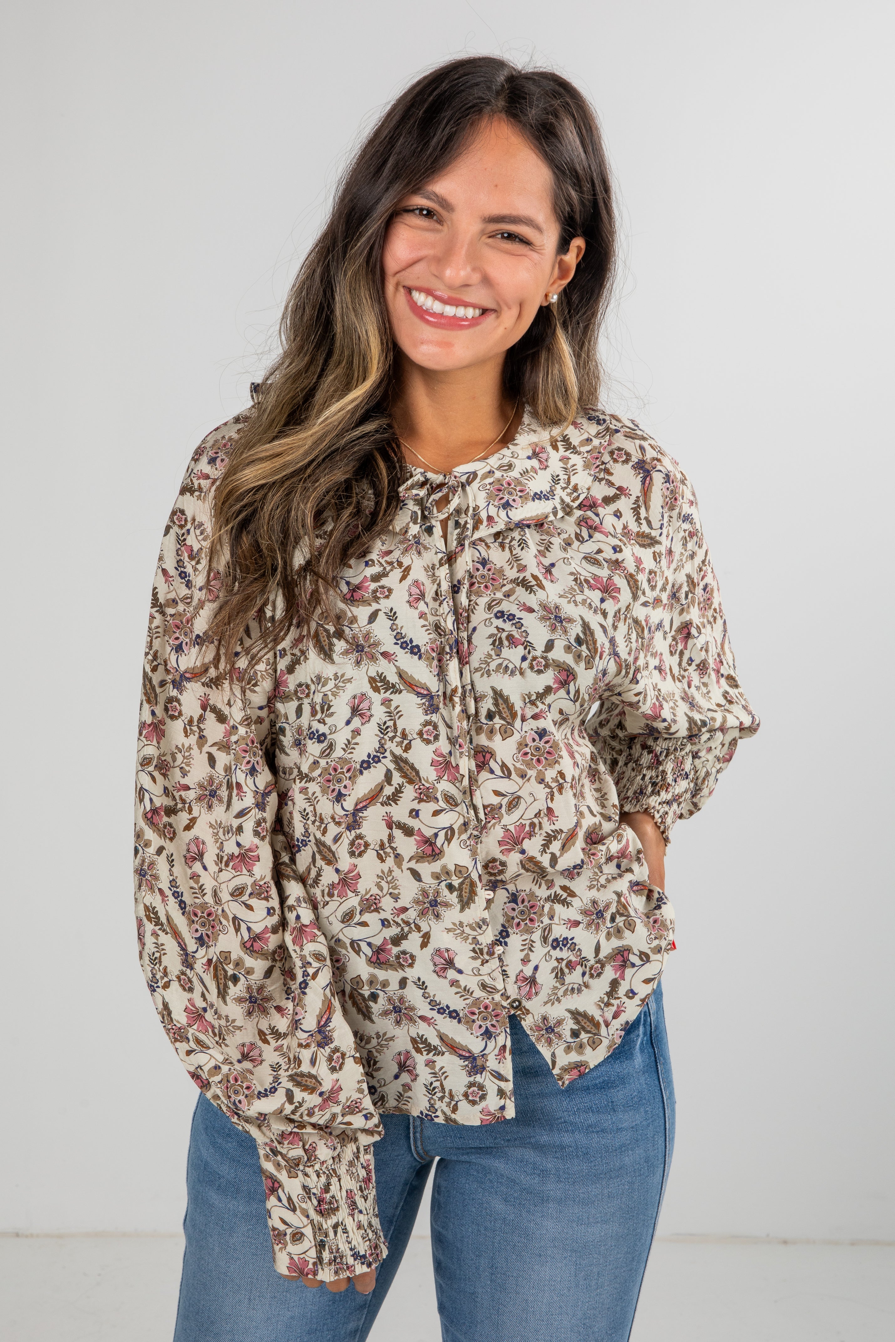 Blooming Gently Natural Floral Blouse