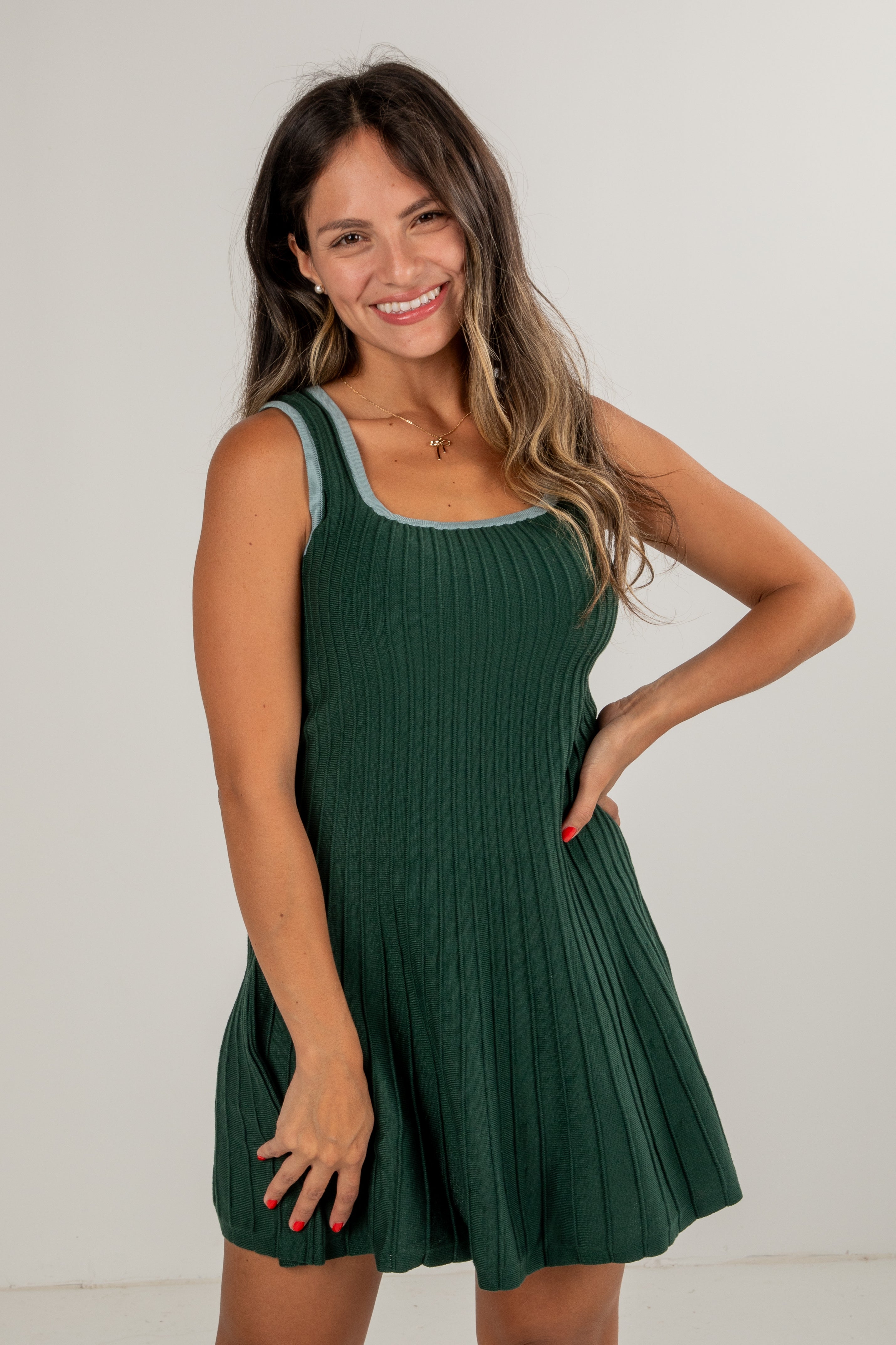 Marvelous Radiance Green Knit Mini Dress
