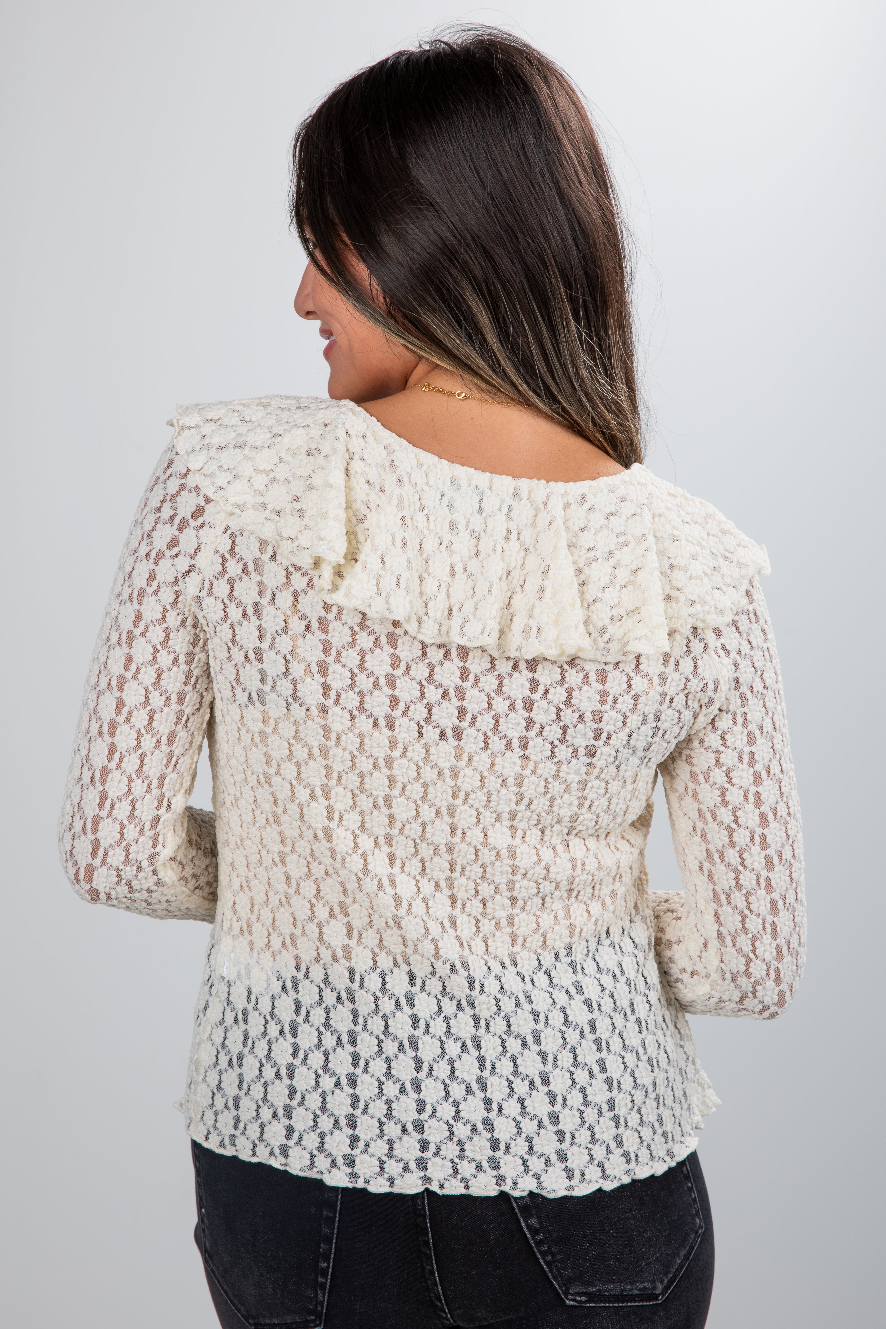 Focus On Me Cream Lace Blouse