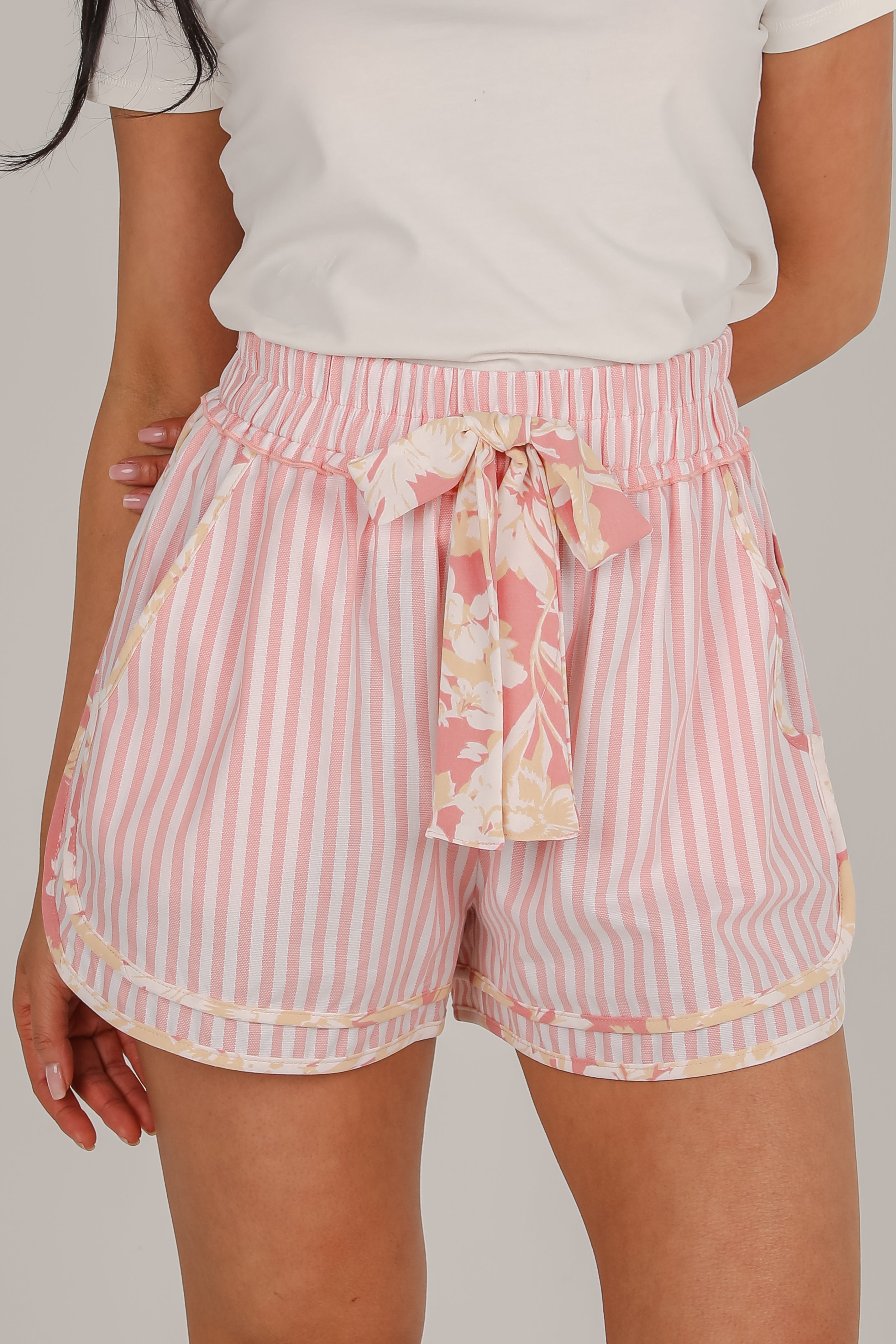 Dreaming In Color Pink Striped Shorts