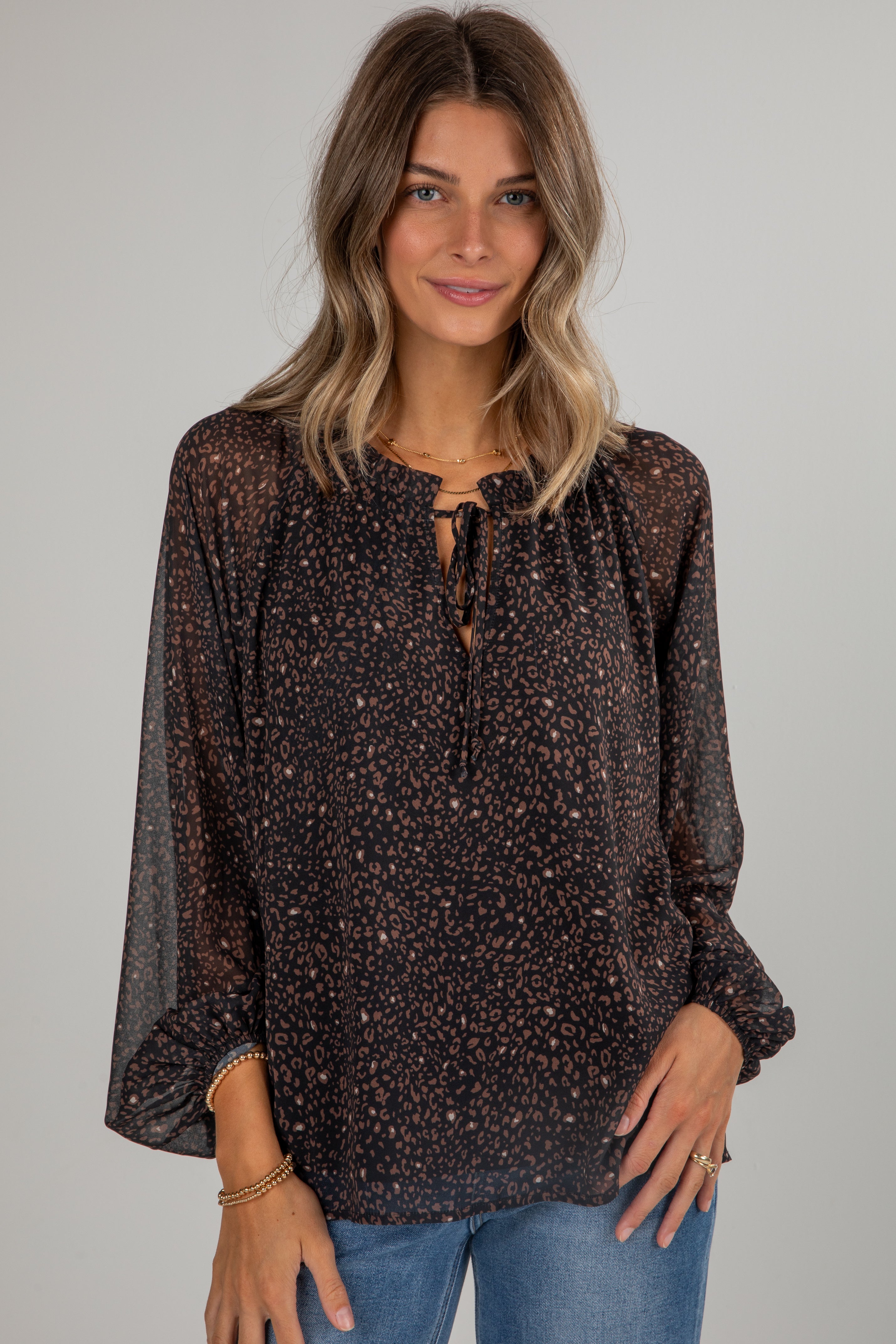 Spot On Style Black Leopard Blouse