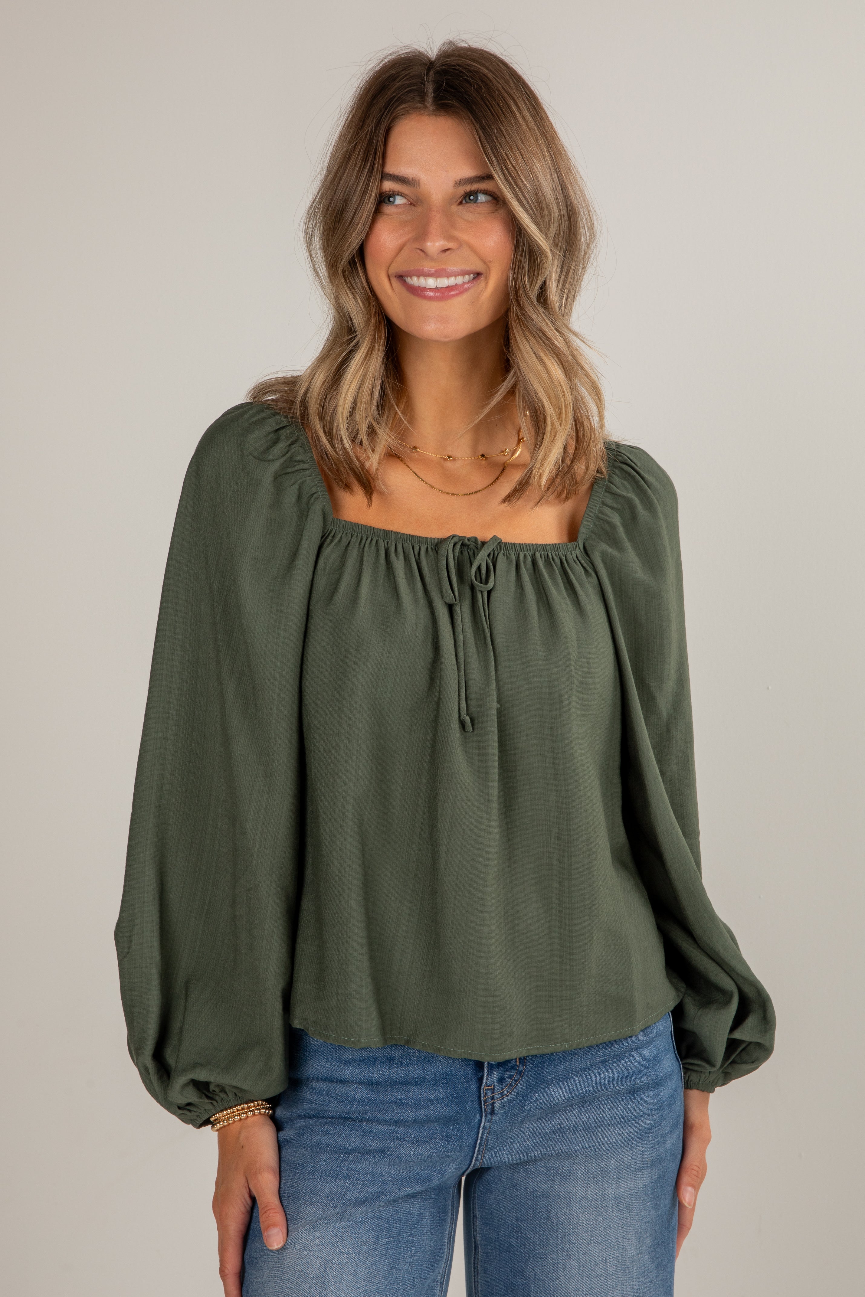 Give It A Try Hunter Green Blouse