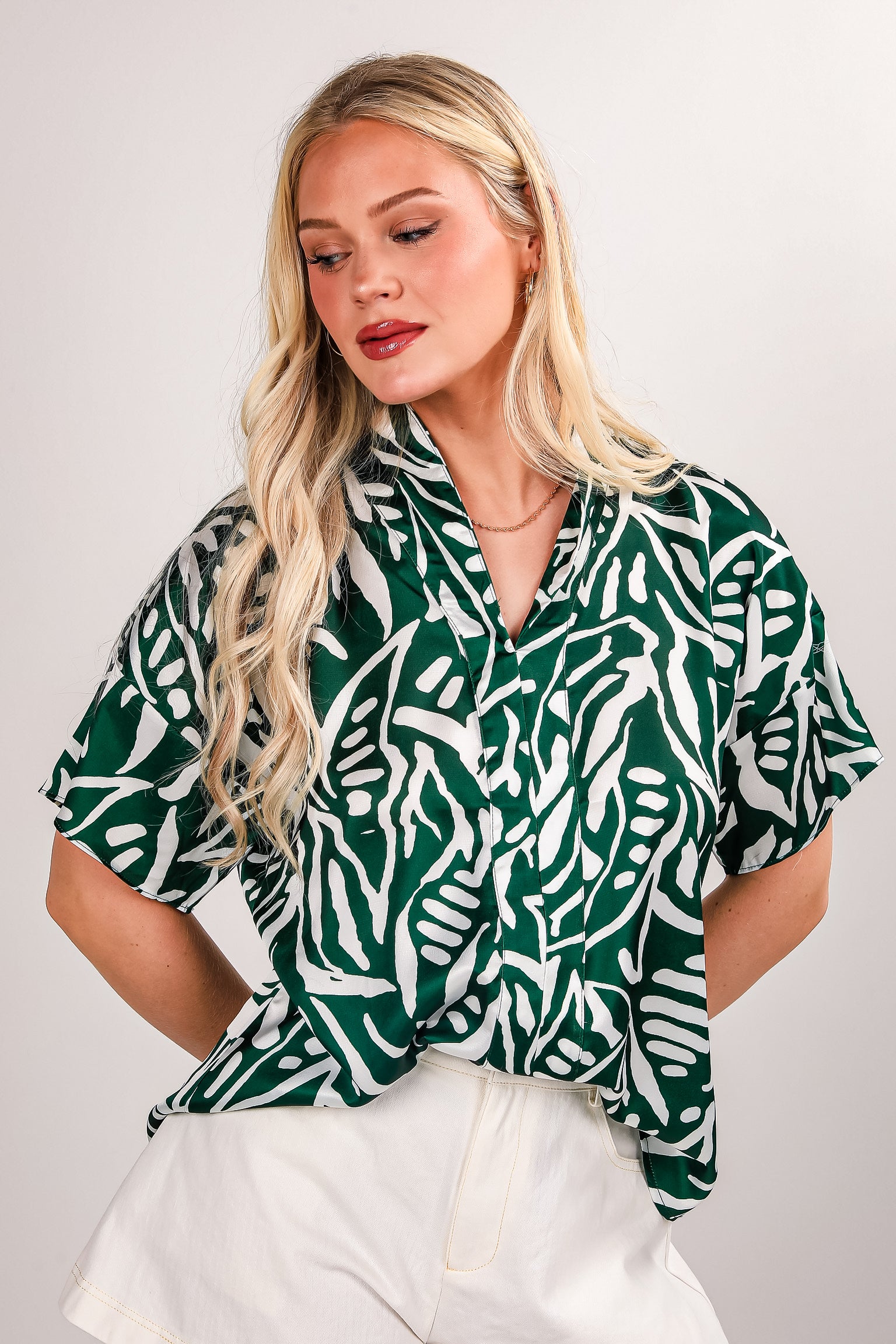 Our Story Green Satin Blouse - DU DEAL