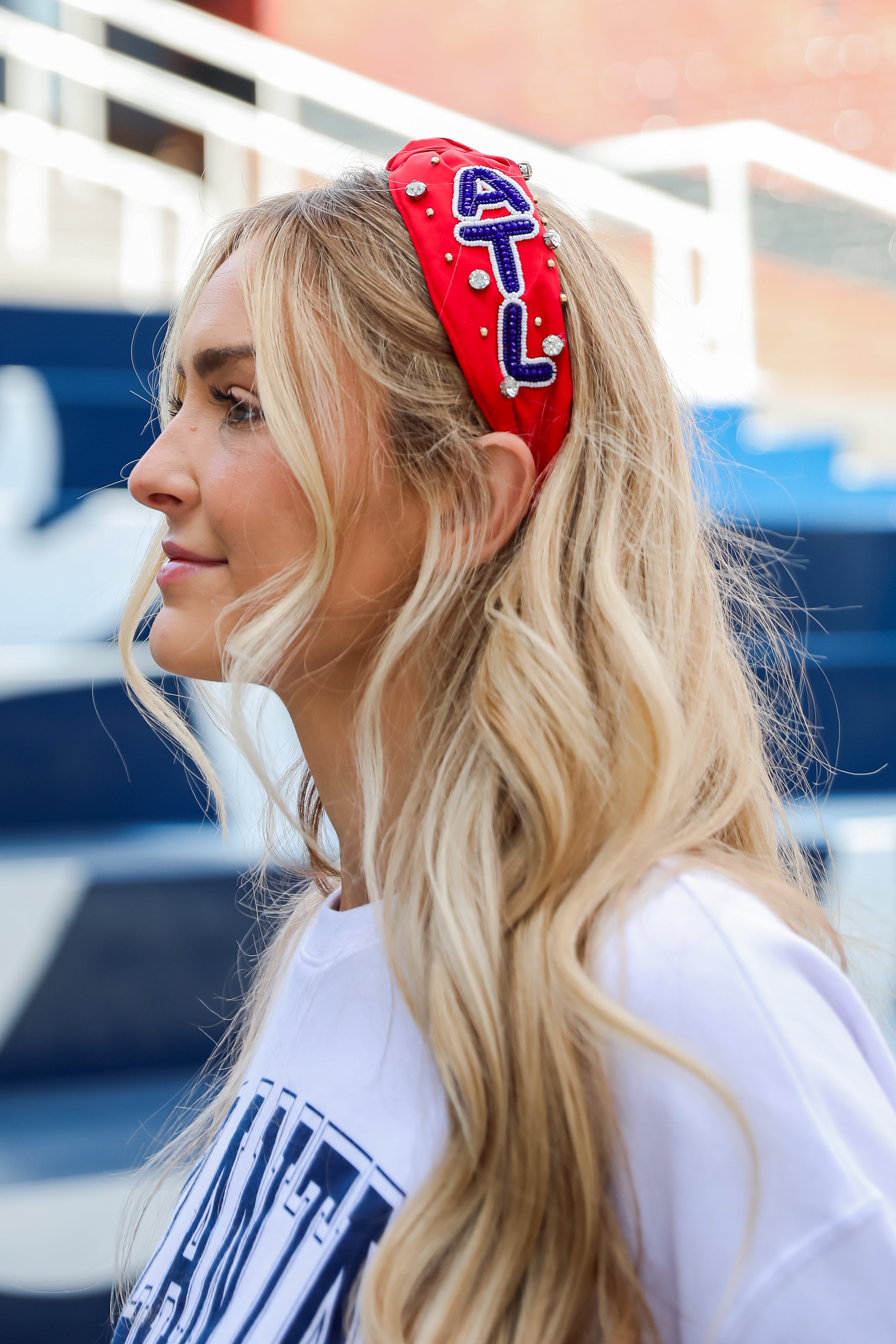 Red ATL Beaded Knotted Headband