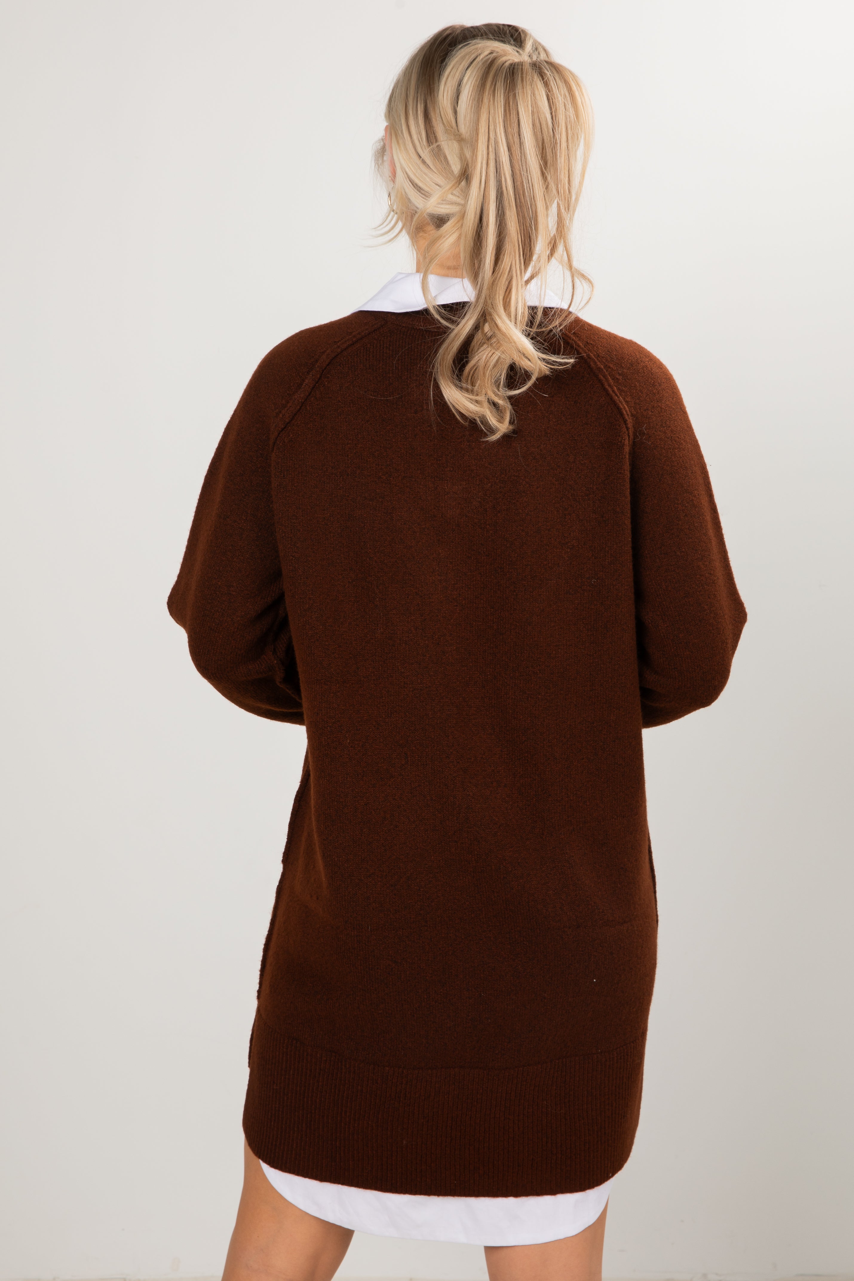 Chestnut Prep Collared Brown Sweater Dress