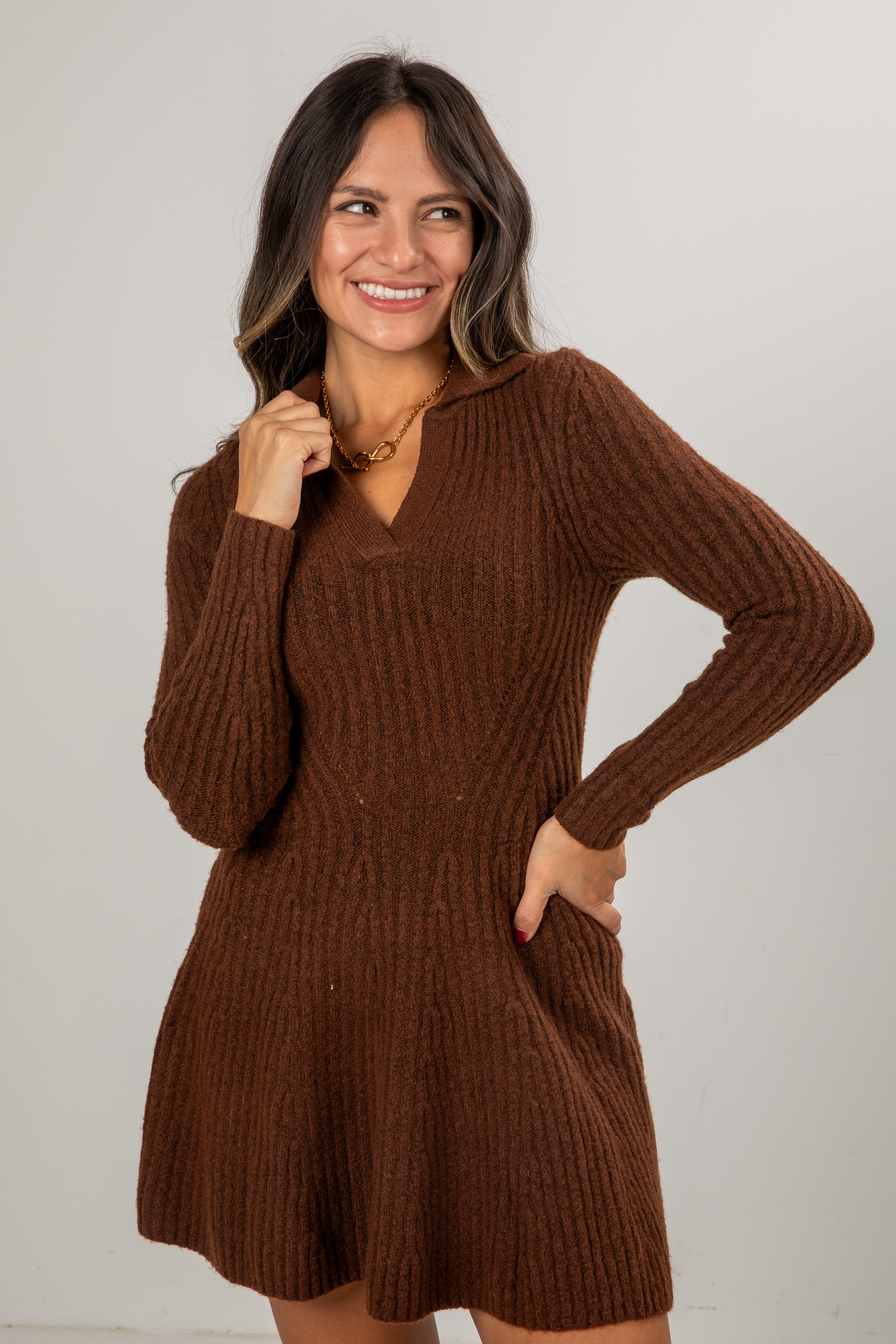 Cocoa Crush Chocolate Sweater Dress