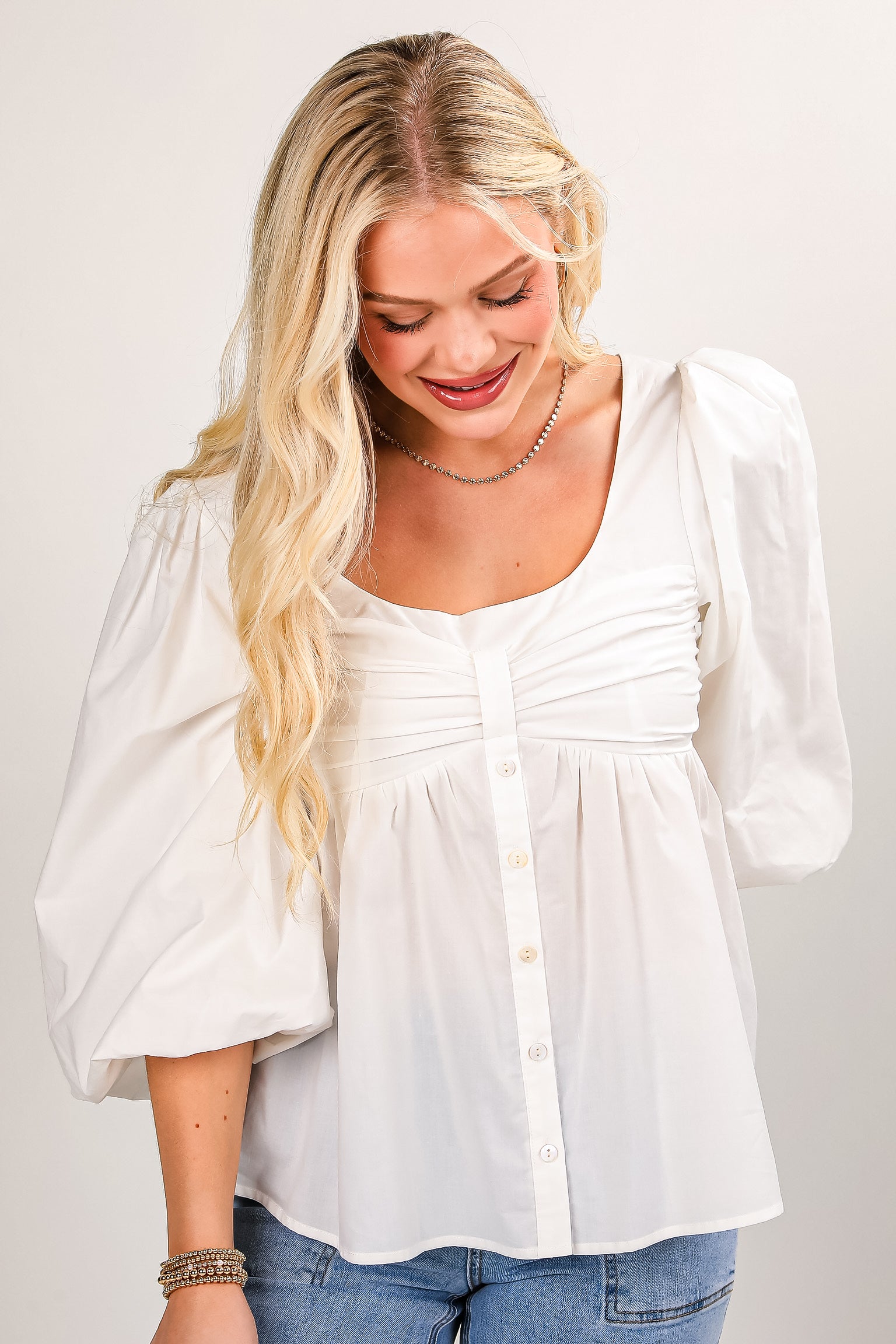 There For It Off White Babydoll Blouse