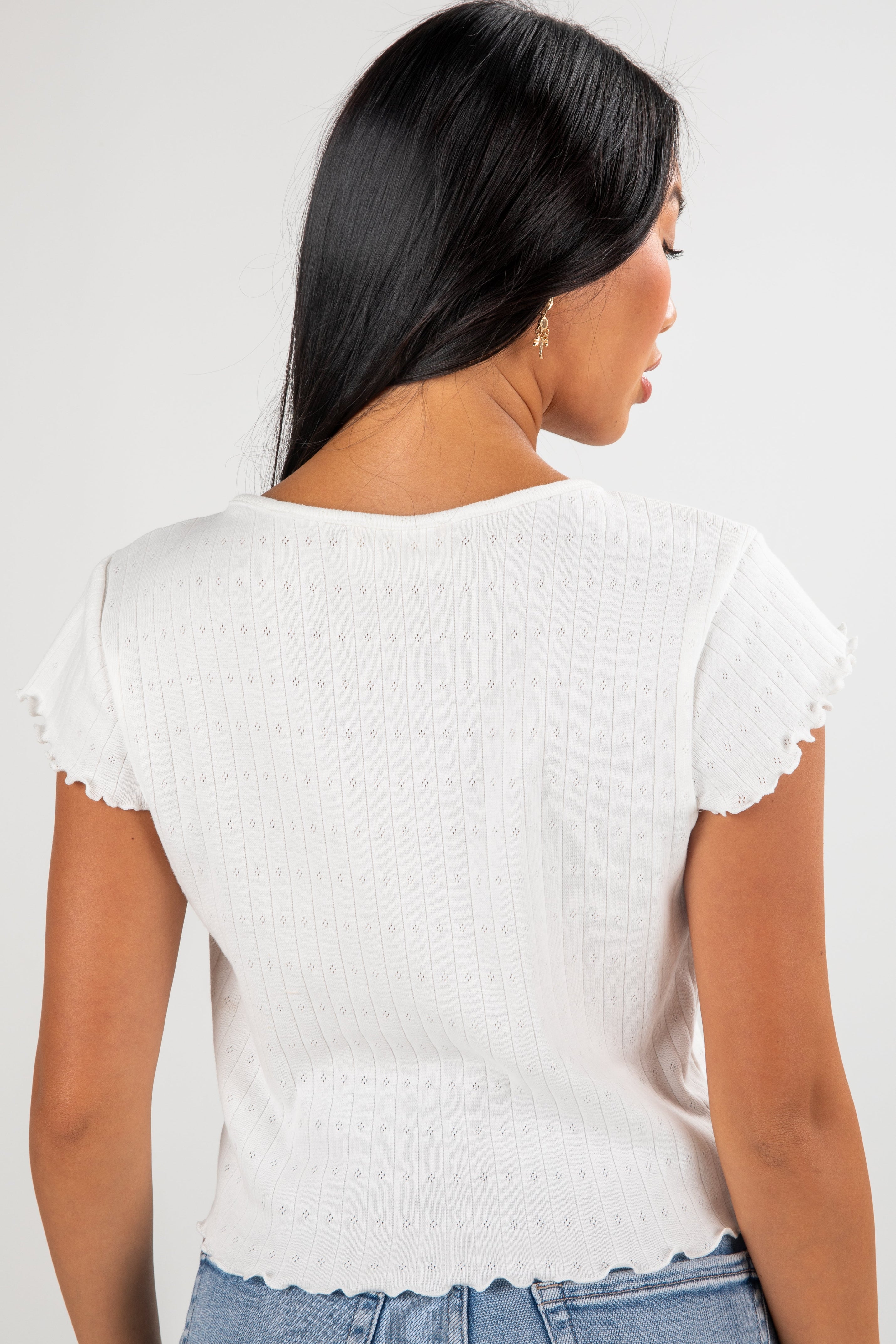 Set To Shine Off White Pointelle Tee