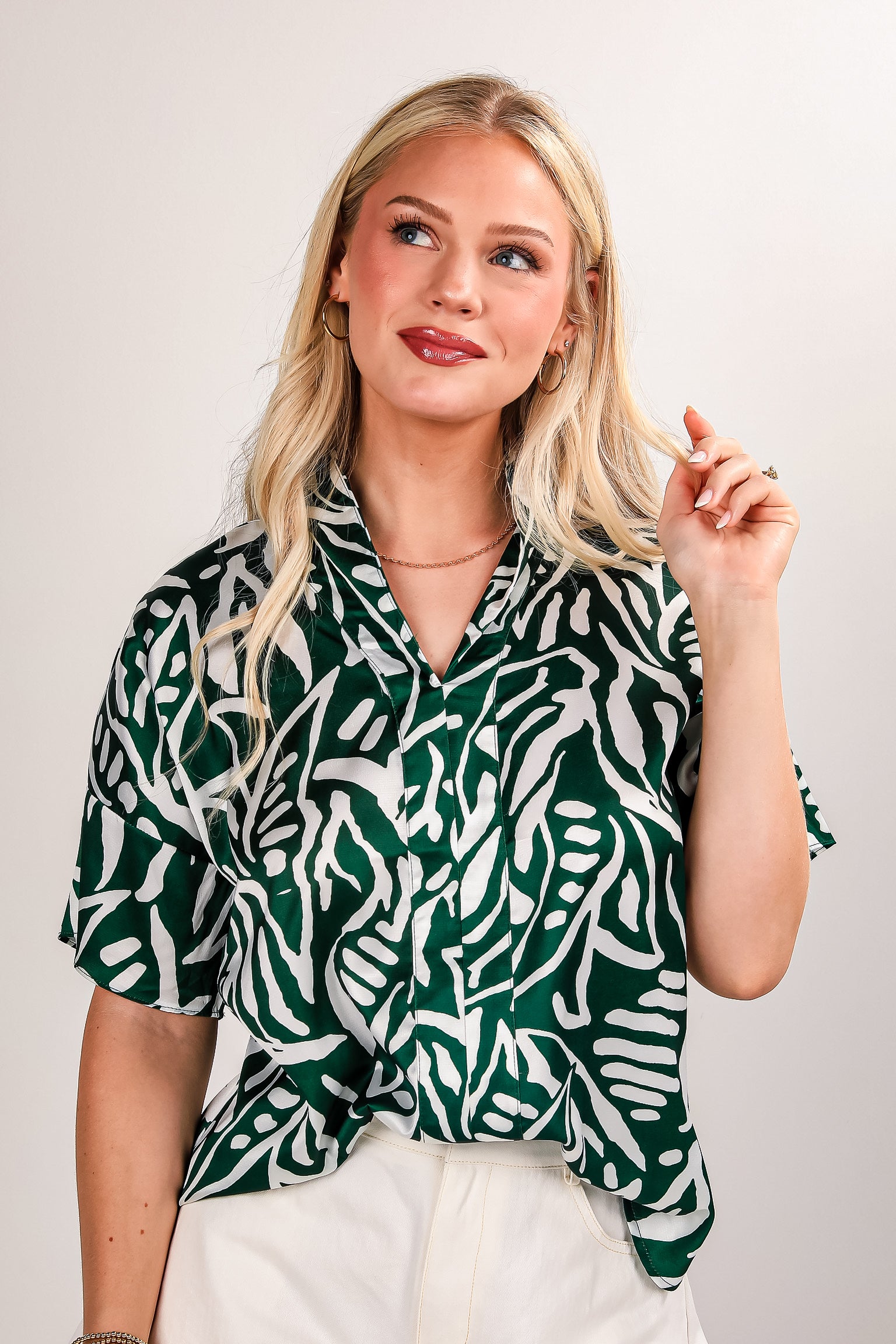 Our Story Green Satin Blouse - DU DEAL