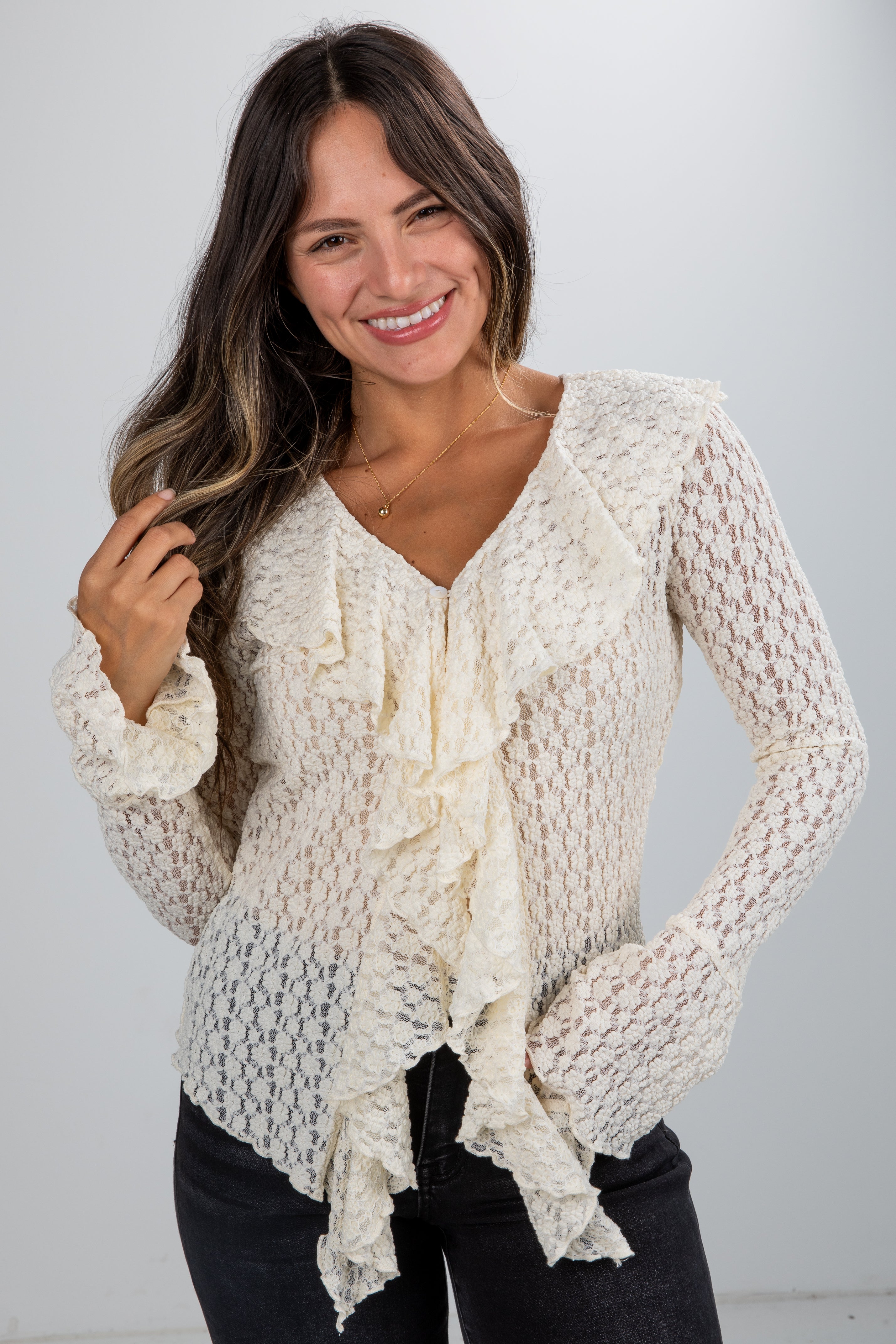 Focus On Me Cream Lace Blouse