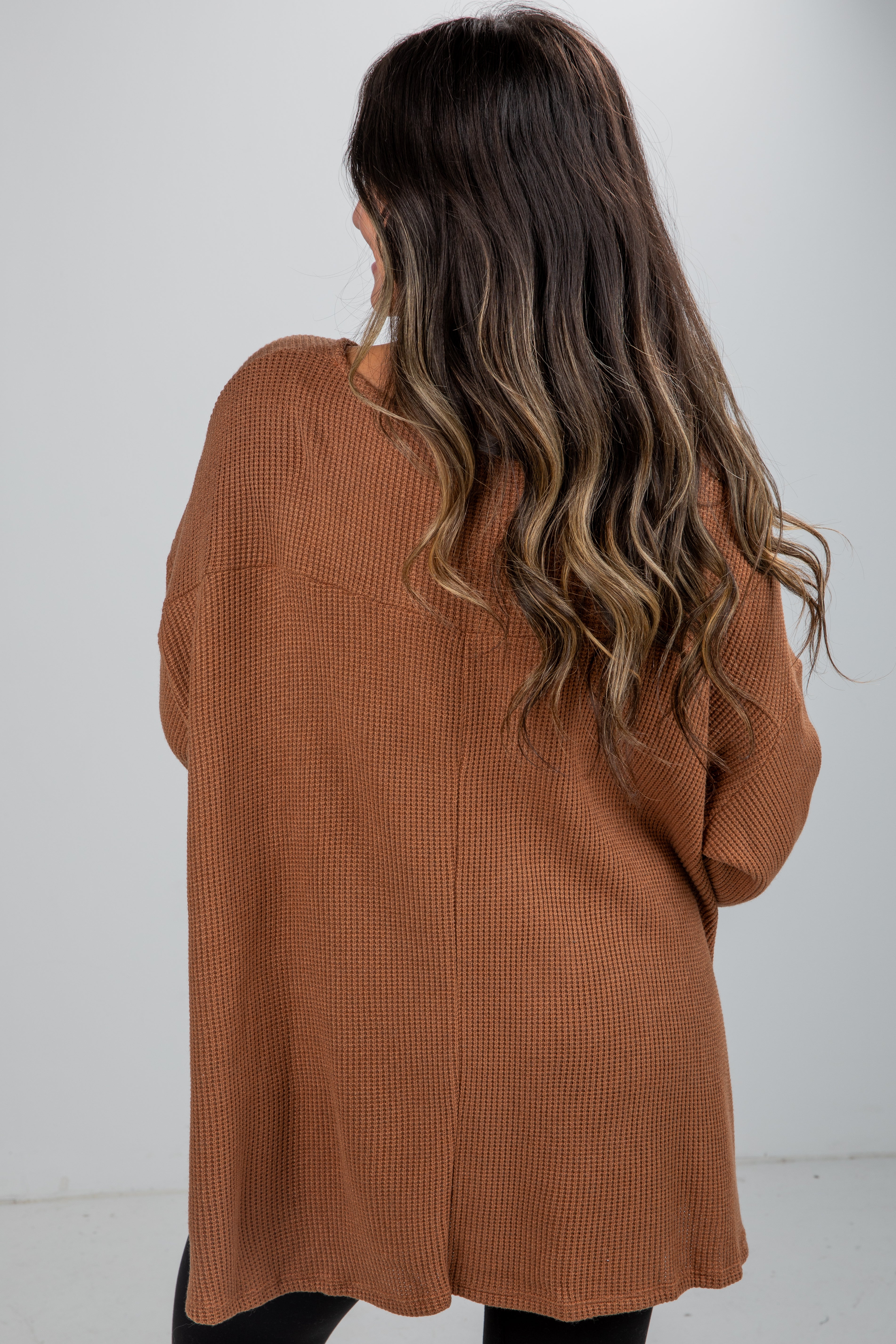 Fireside Flirt Waffle Knit Top - DU DEAL