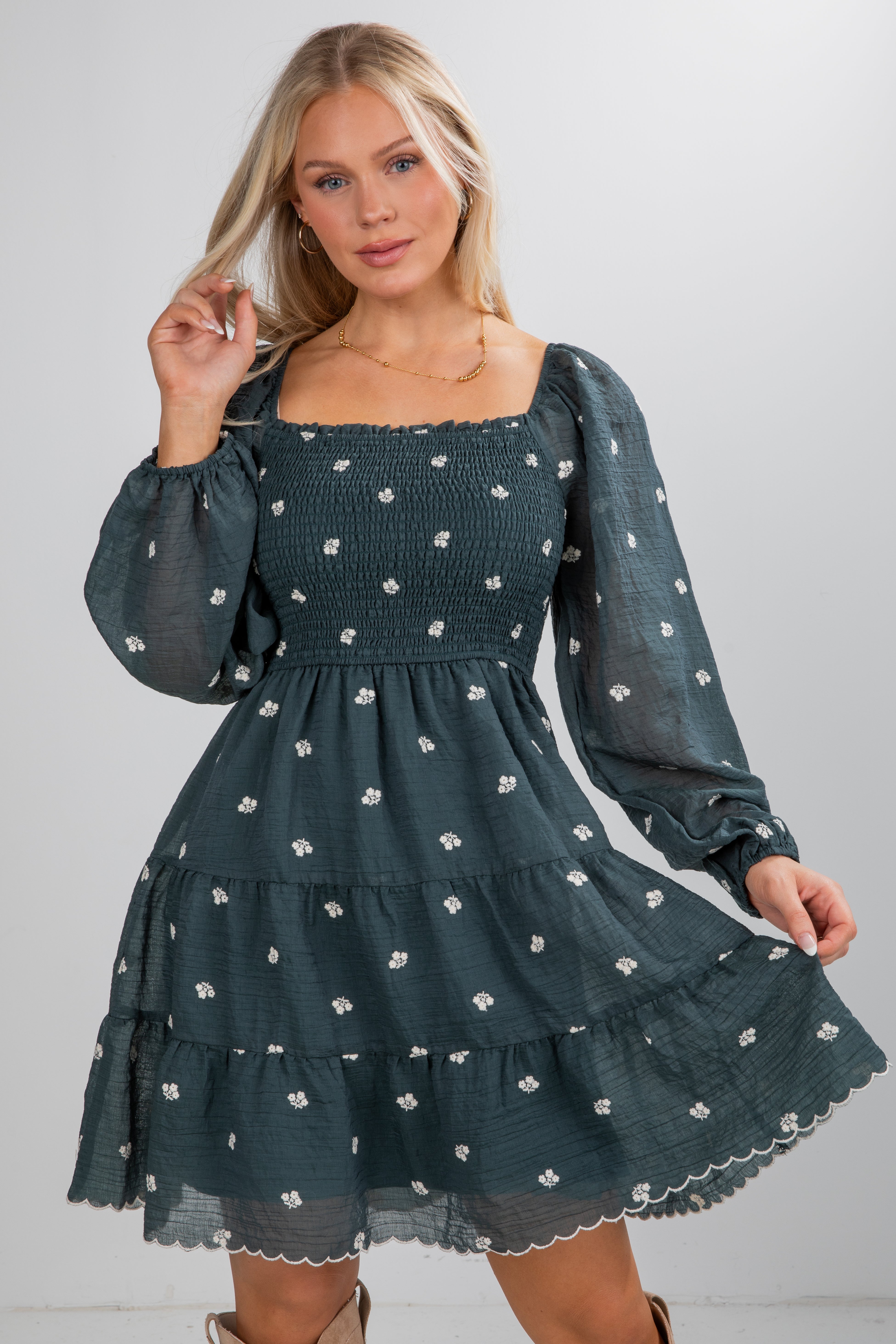 Forever Sensational Floral Smocked Mini Dress