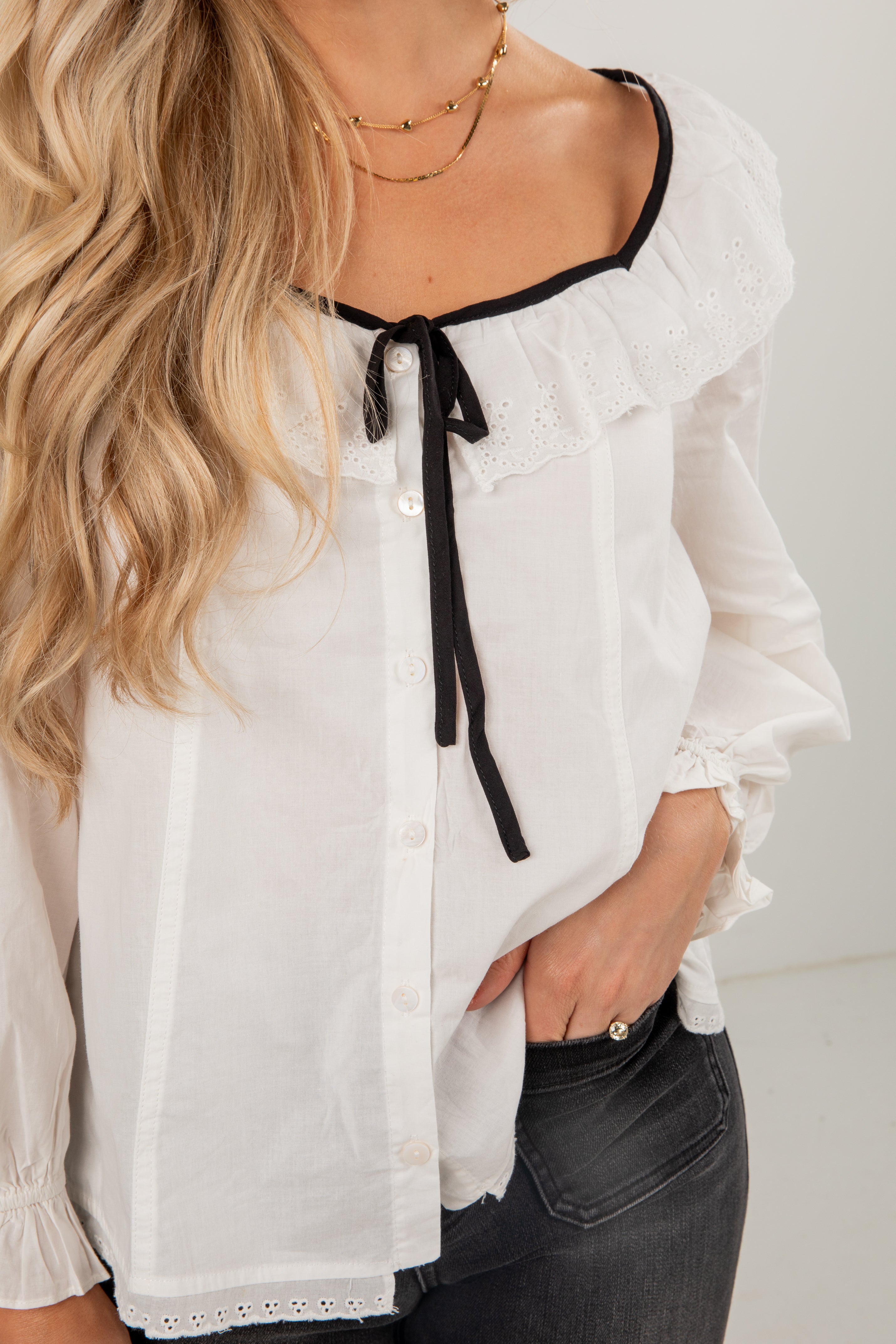 Dream About You Off White Eyelet Blouse