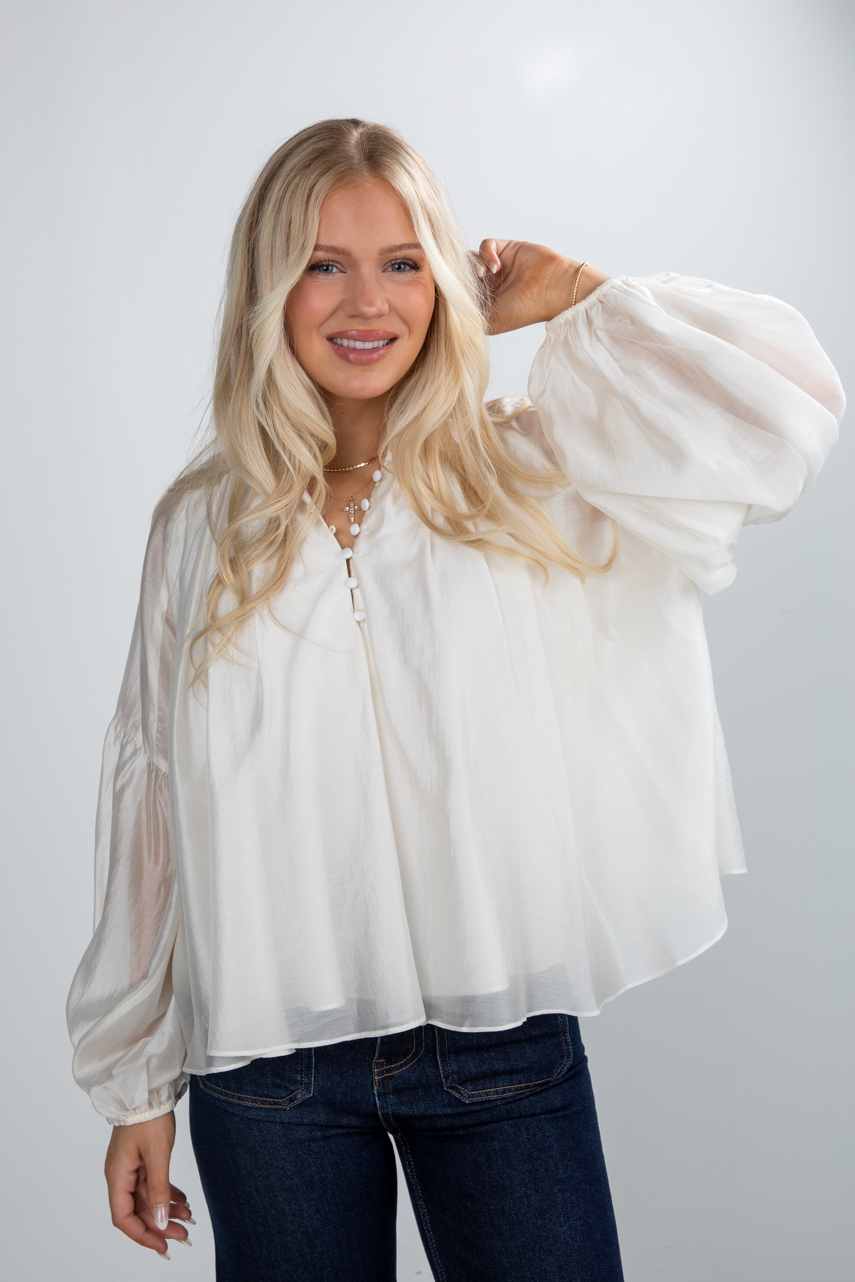 Dazzling Beauty Off White Blouse