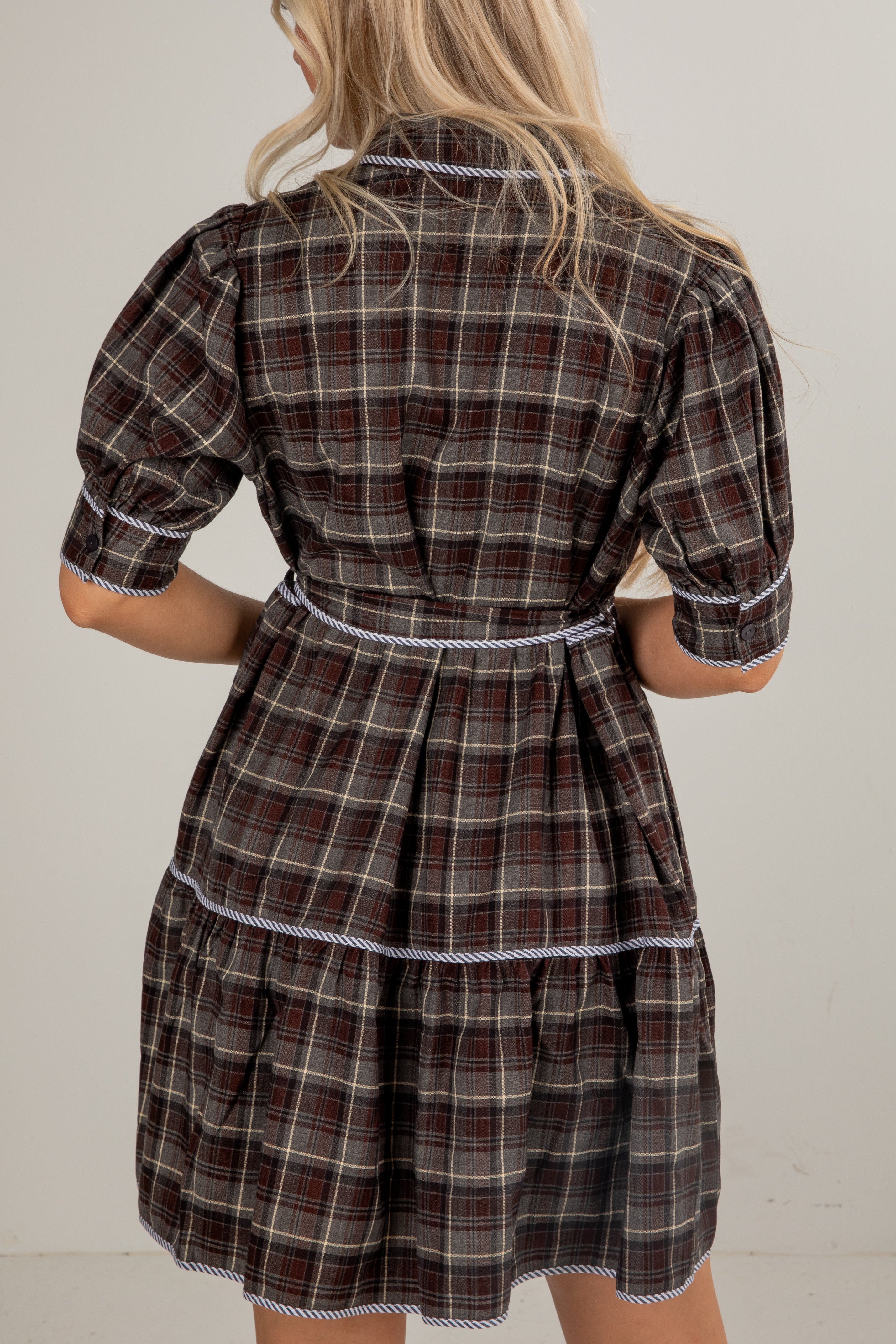 Showing You My Best Charcoal Plaid Mini Dress