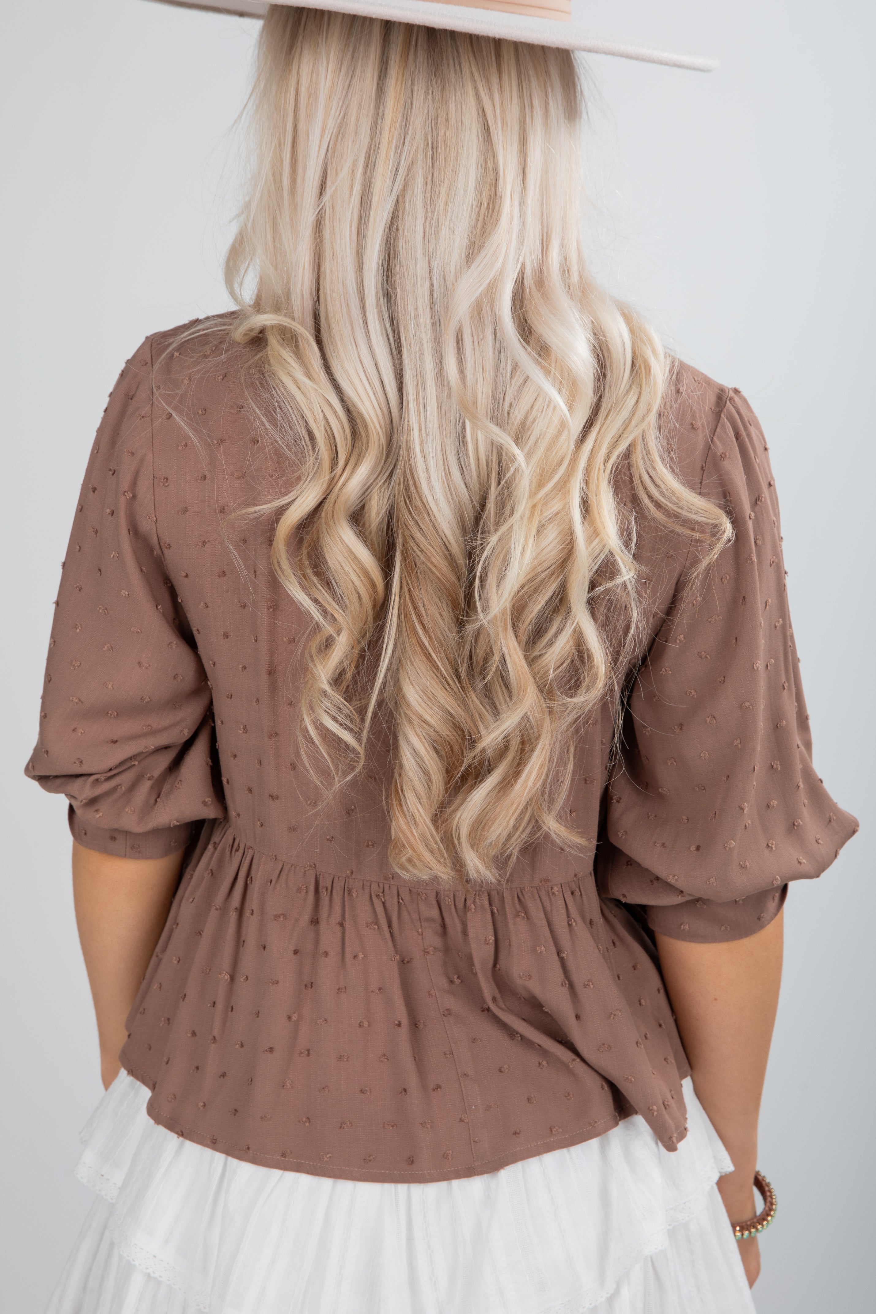 Fall For Me Mocha Tie Blouse