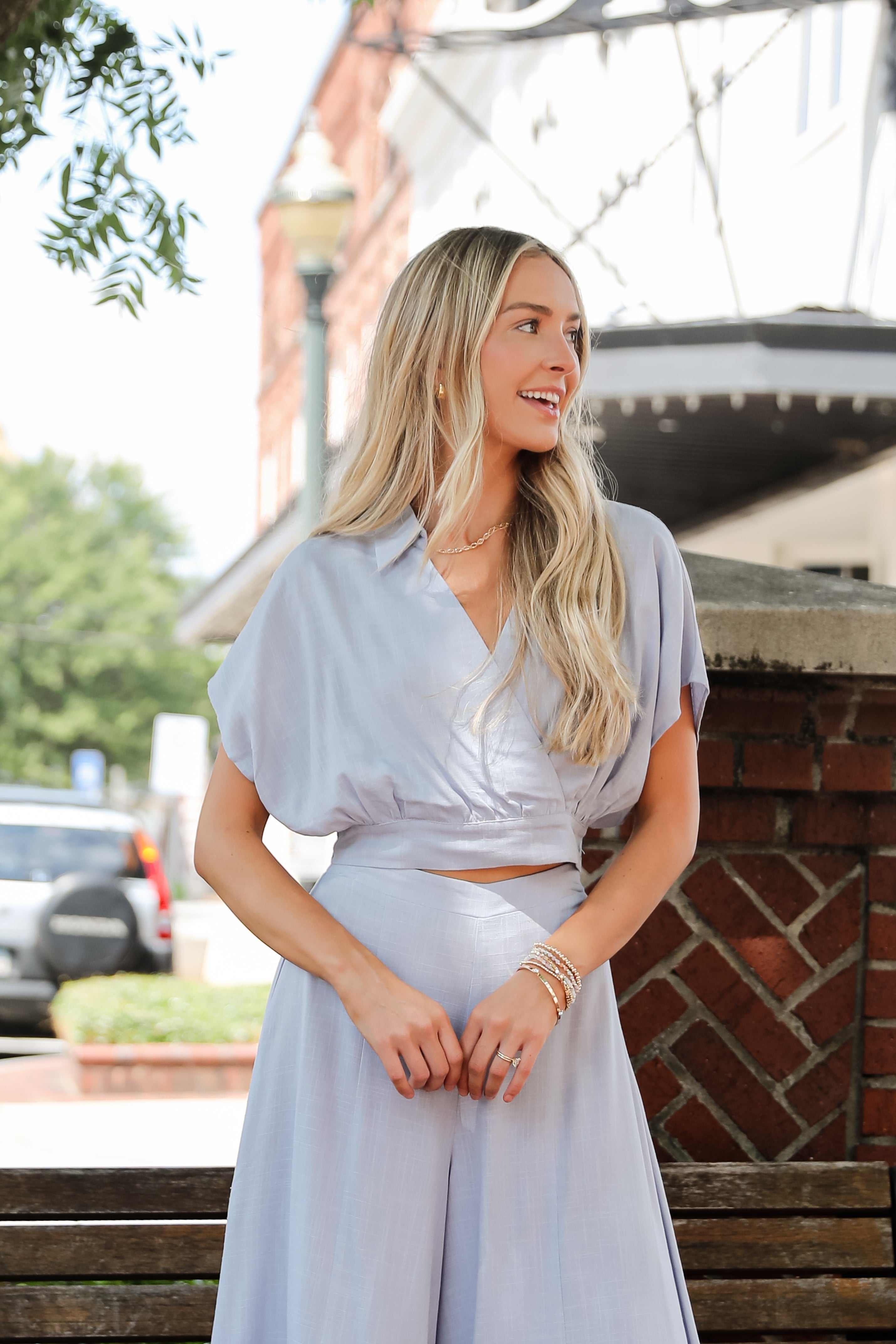 Take A Look Around Surplice Blouse - DU DEAL