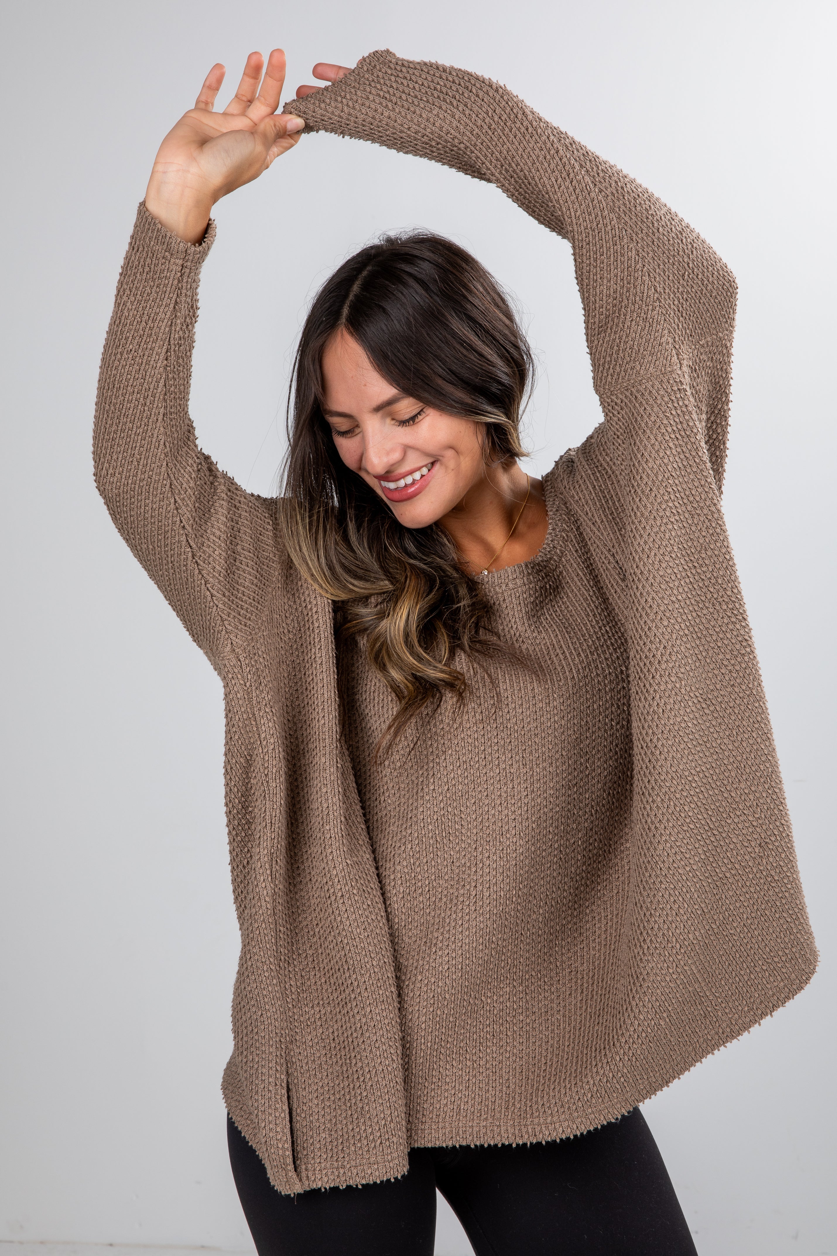 For The Day Oversized Textured Knit Top