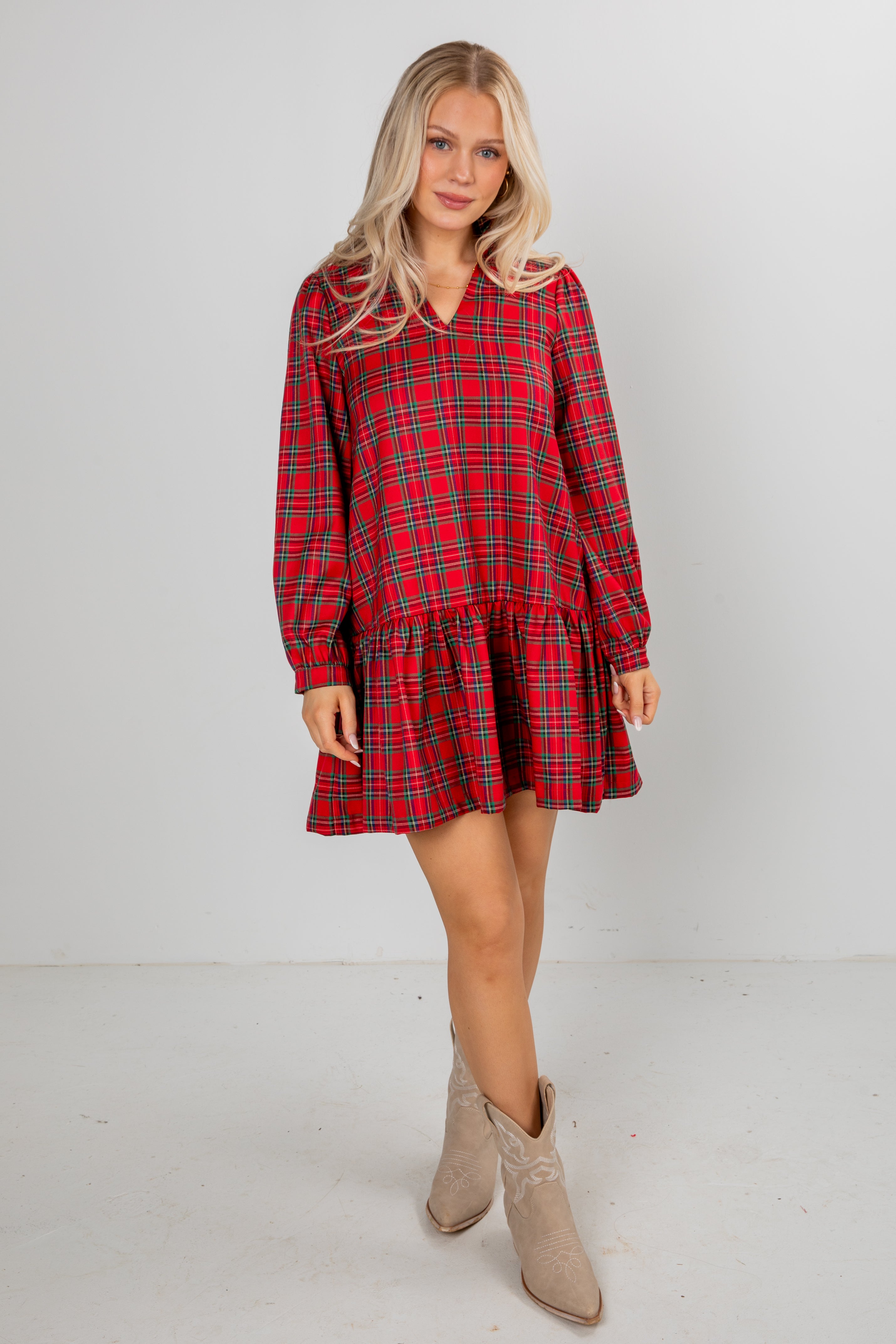 Tis The Season Red Plaid Mini Dress