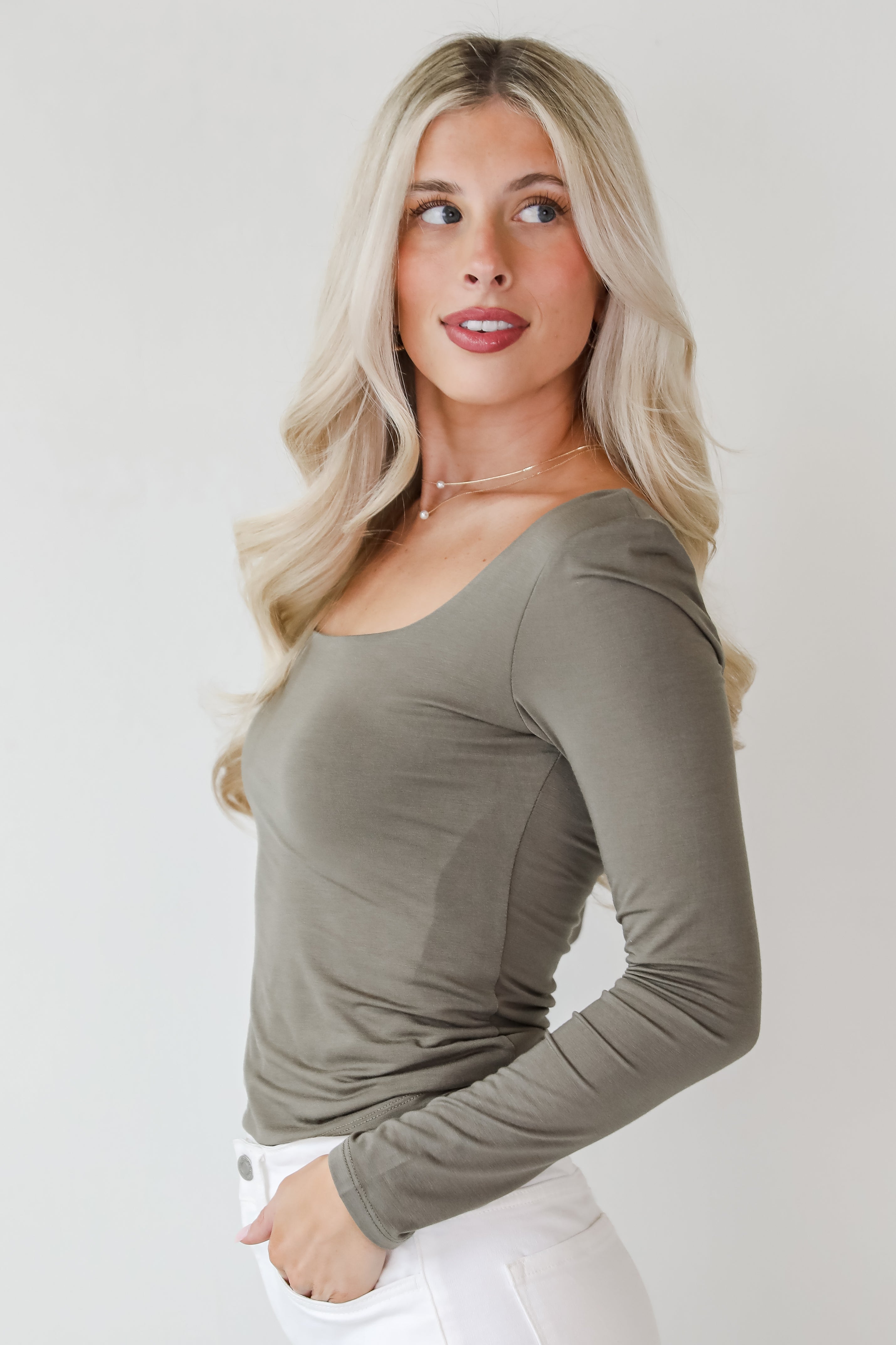 Taylor Square Neck Long Sleeve Top