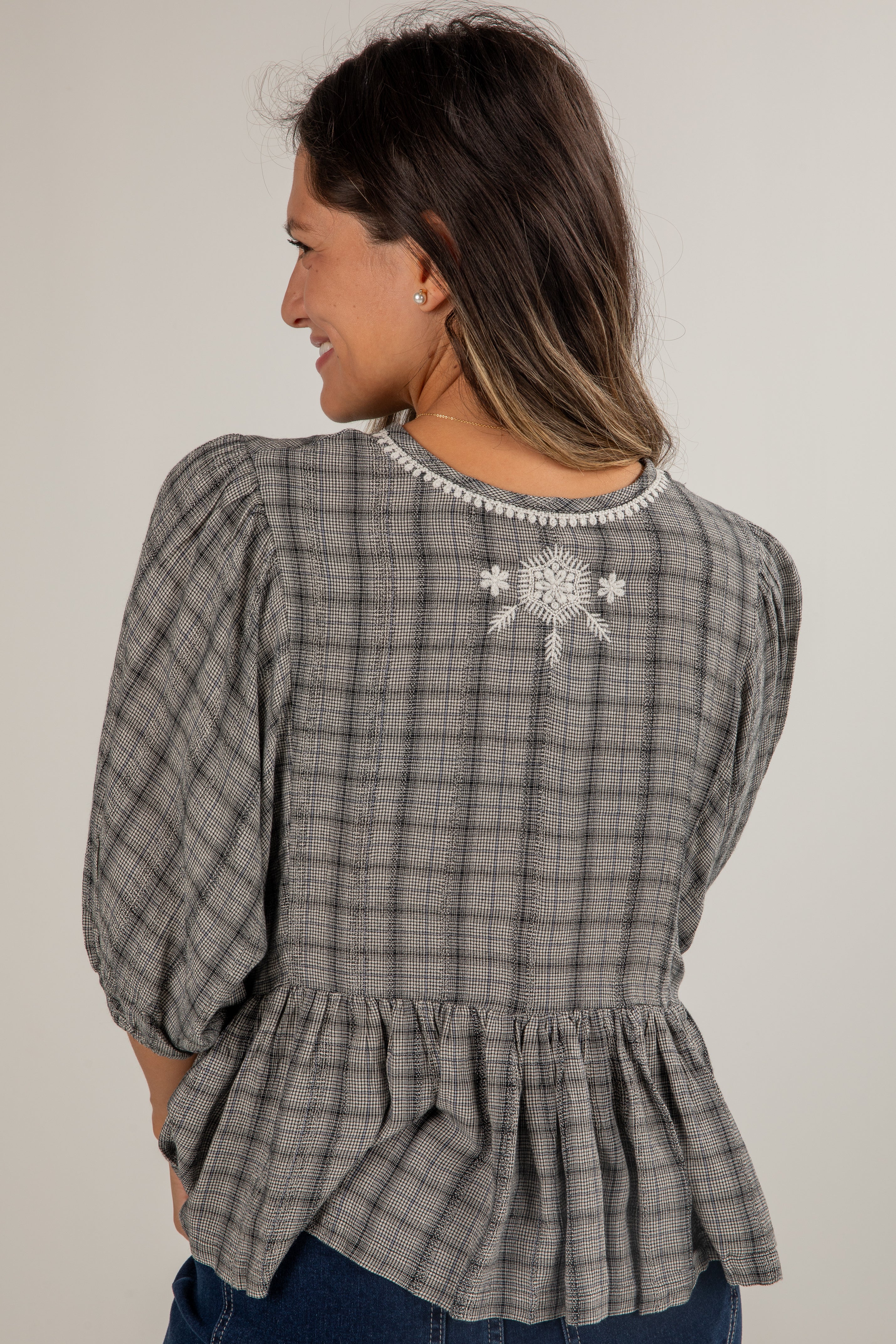 Take A Moment Black Plaid Blouse