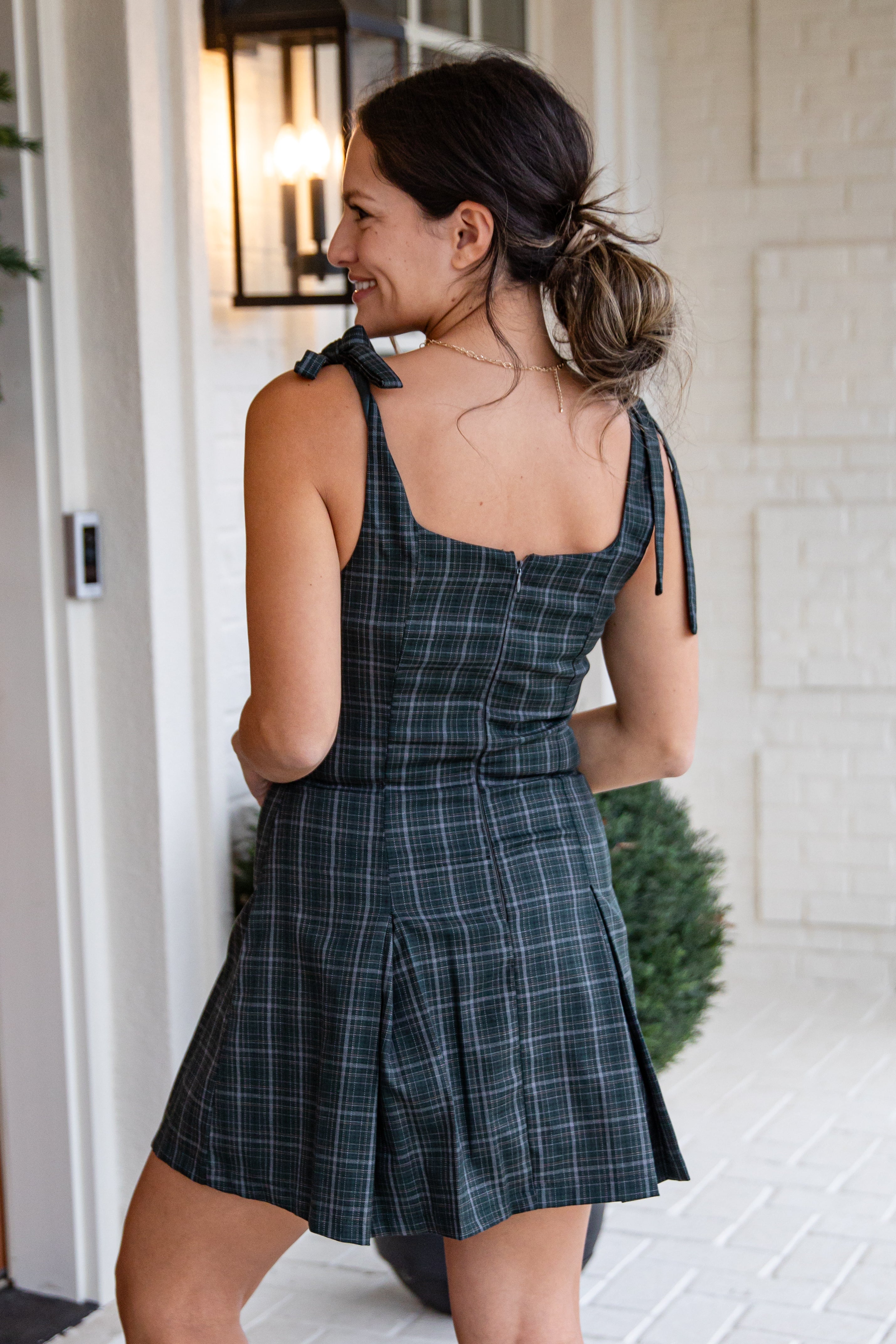 Kensington Green Plaid Mini Dress