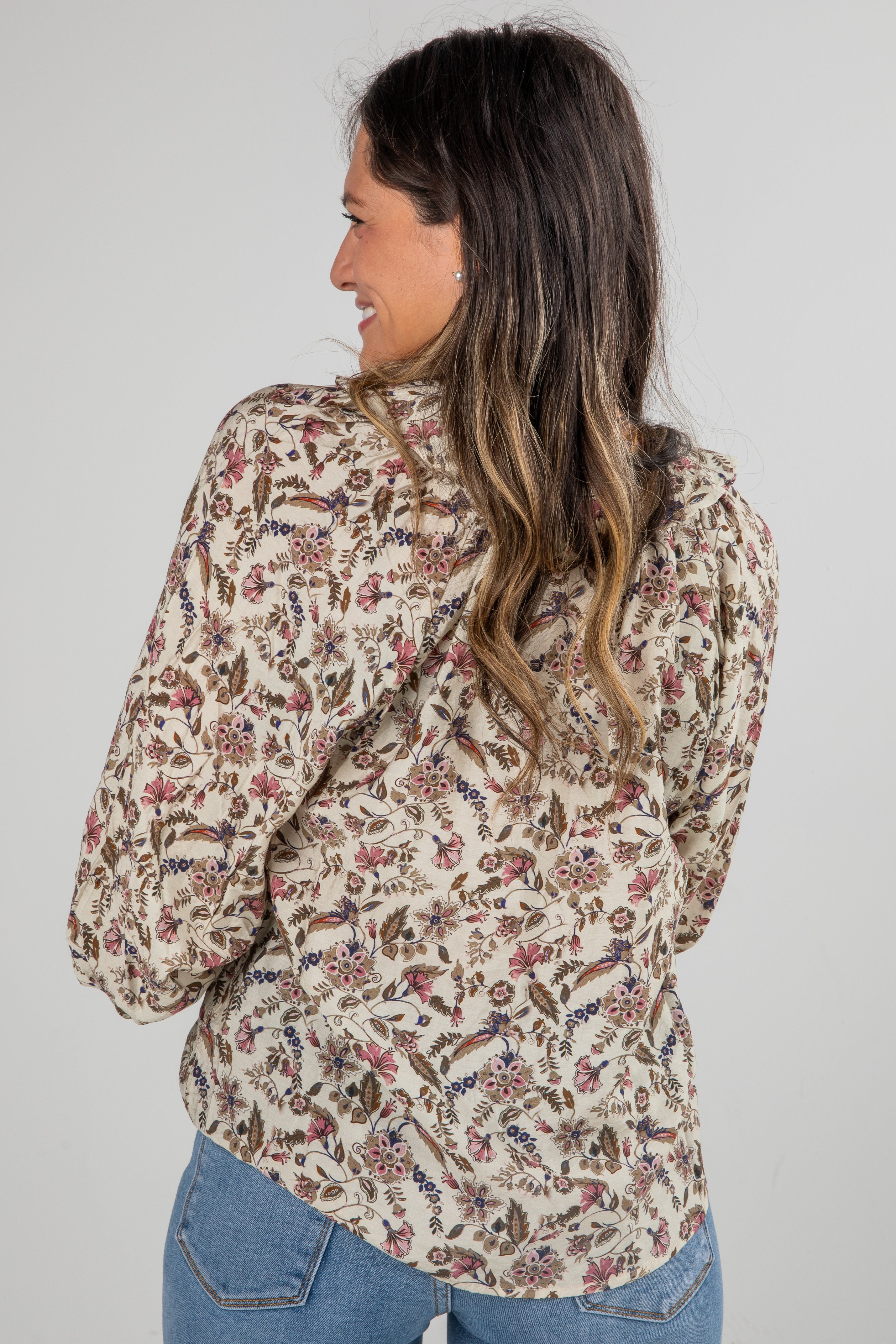 Blooming Gently Natural Floral Blouse