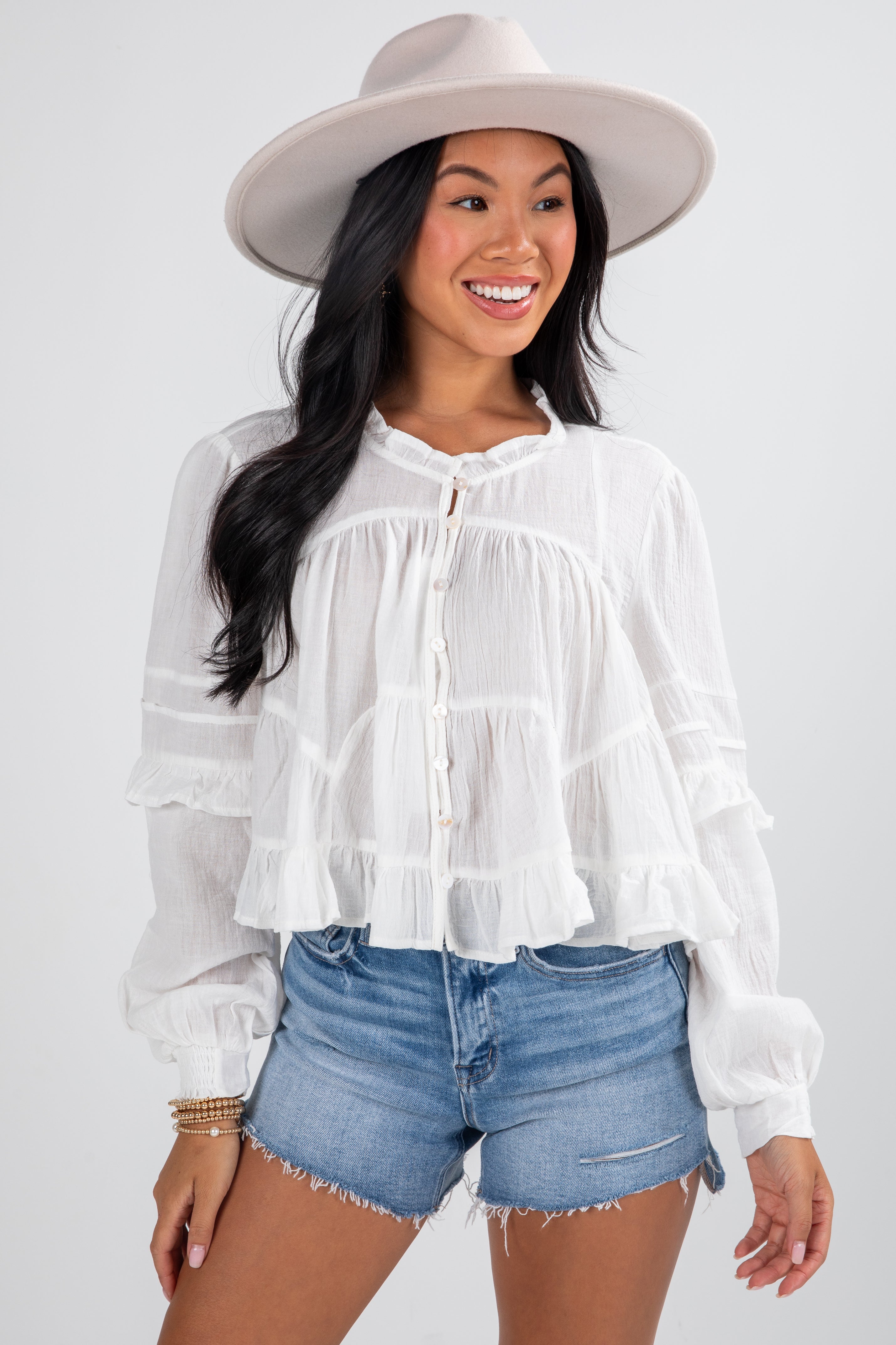 All Set To Go Off White Blouse