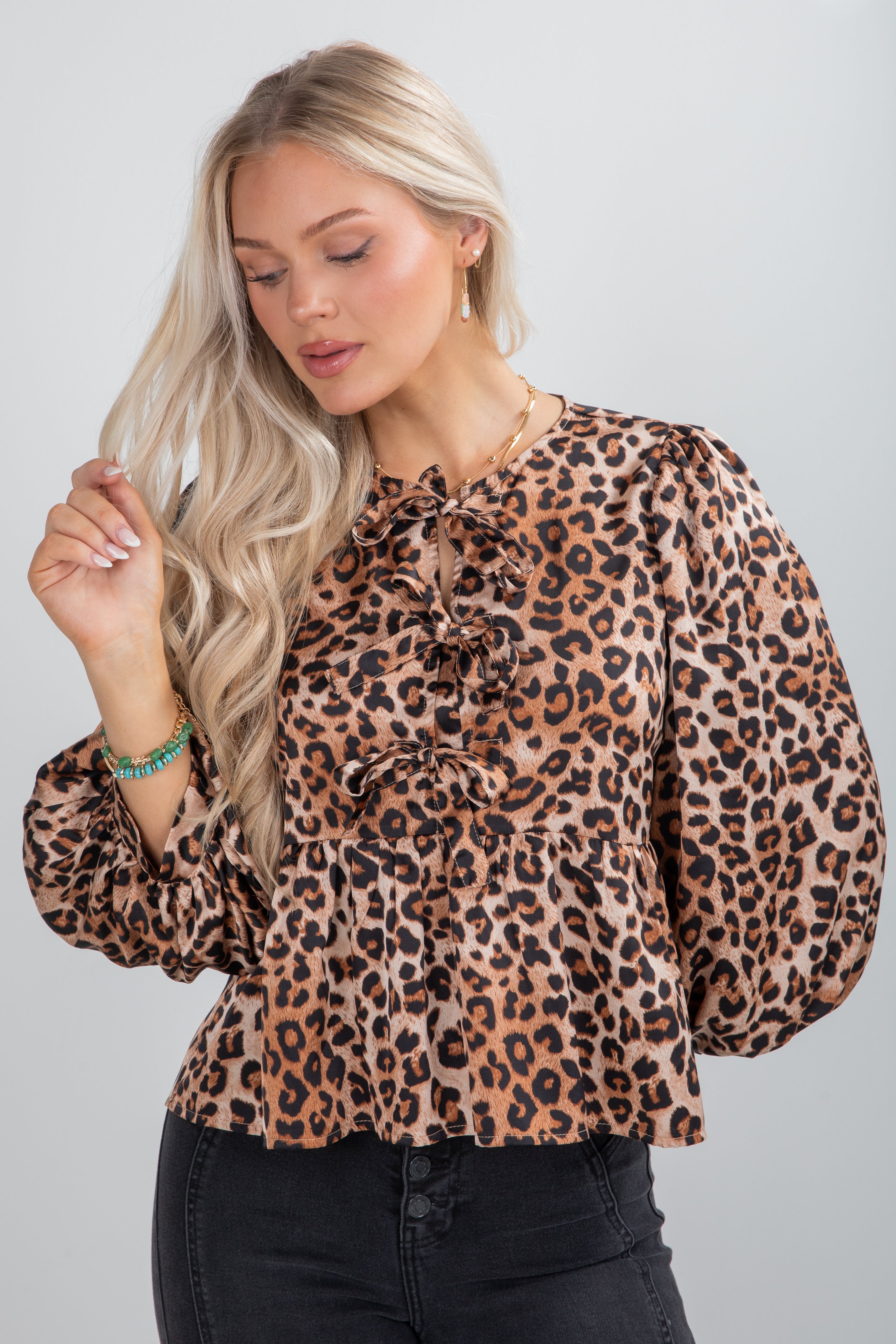 Hear My Roar Leopard Tie Blouse