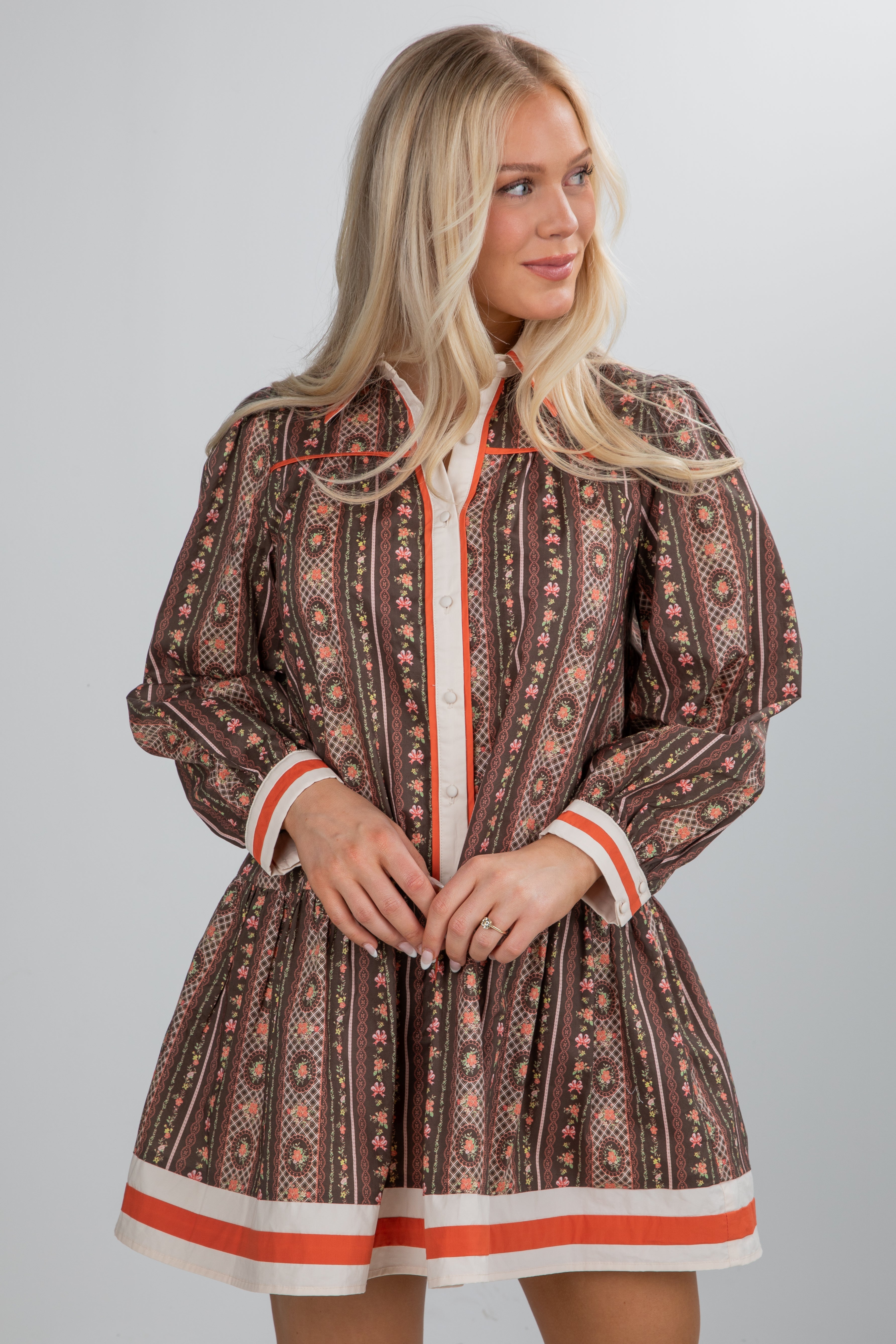 Festive Flair Olive Floral Mini Dress