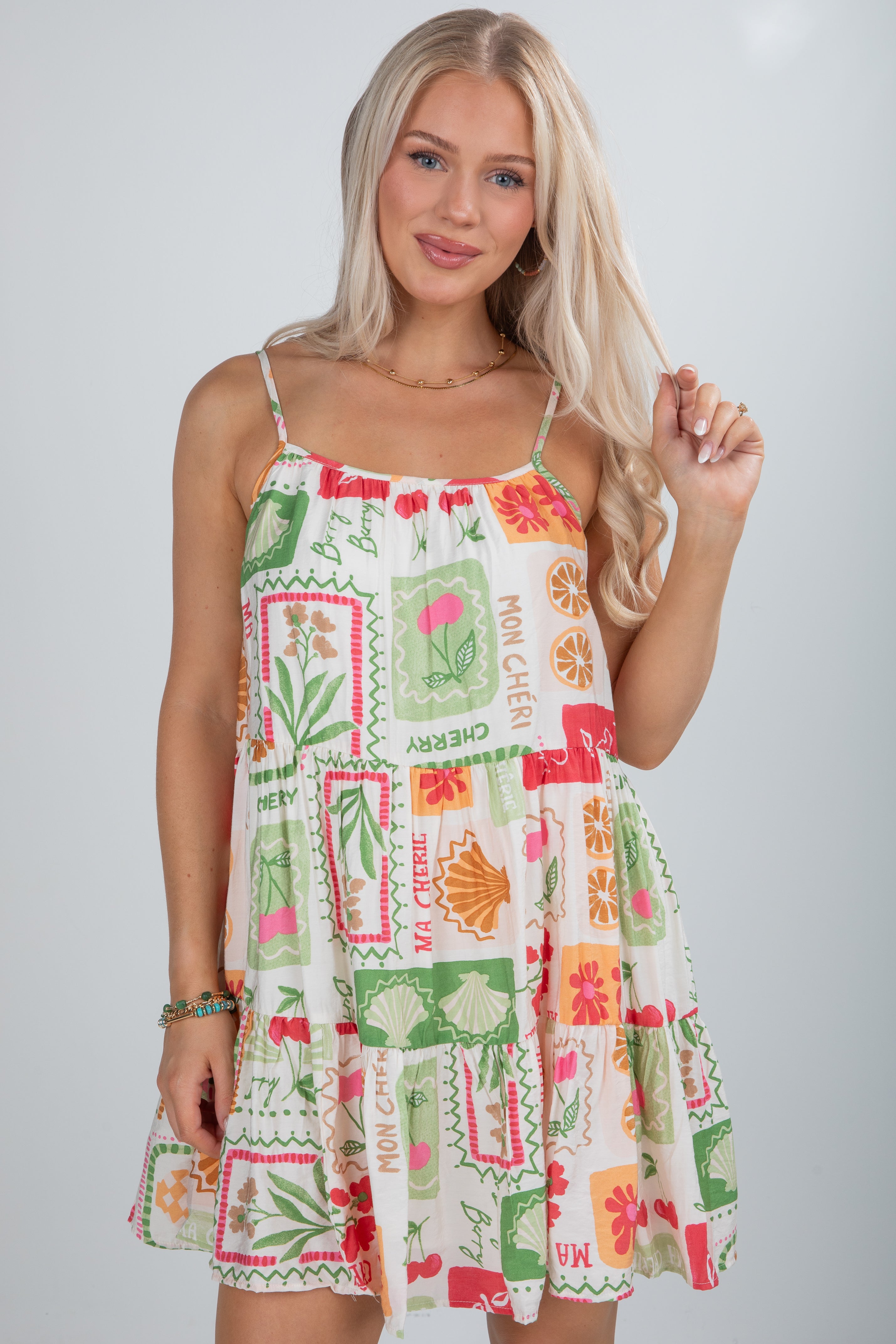 Everything I Love Ivory Tiered Mini Dress