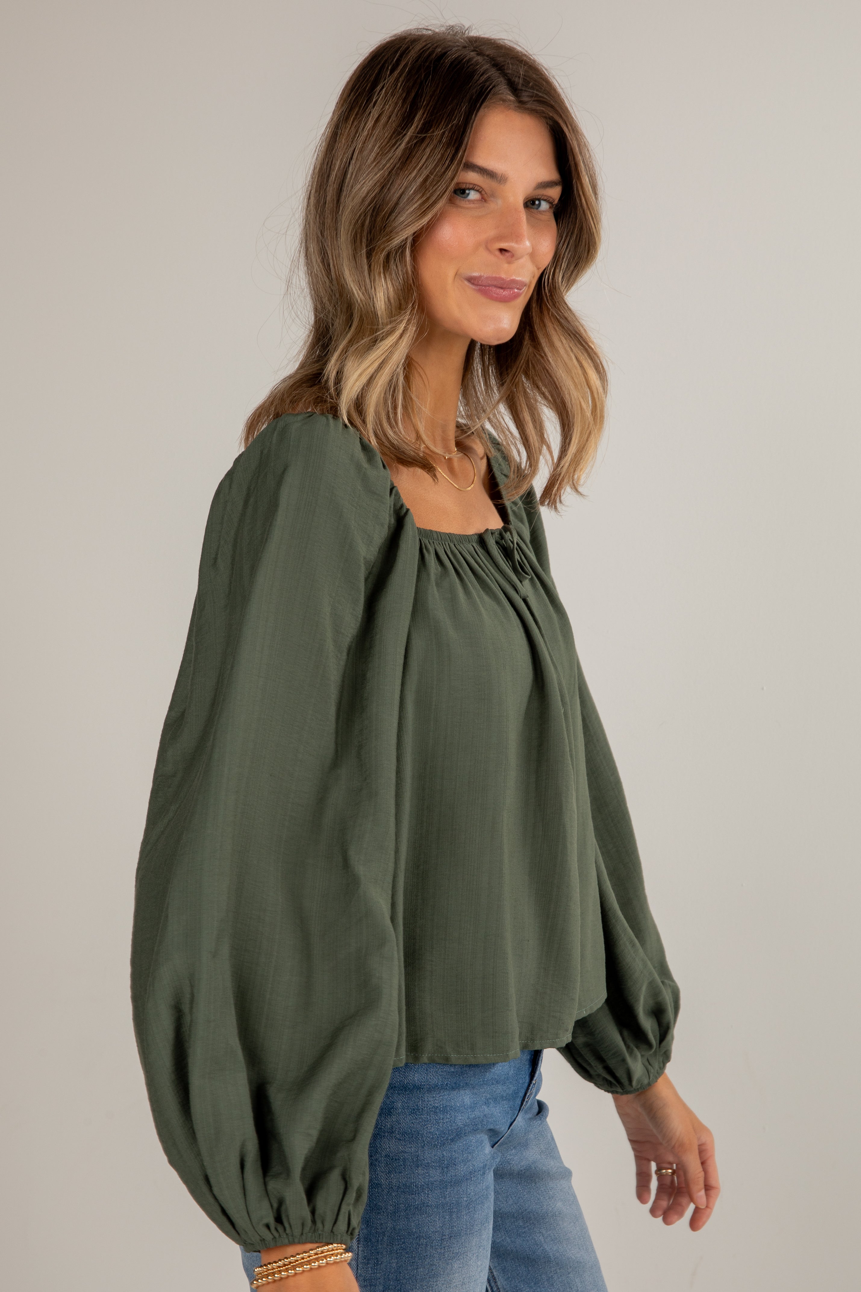 Give It A Try Hunter Green Blouse