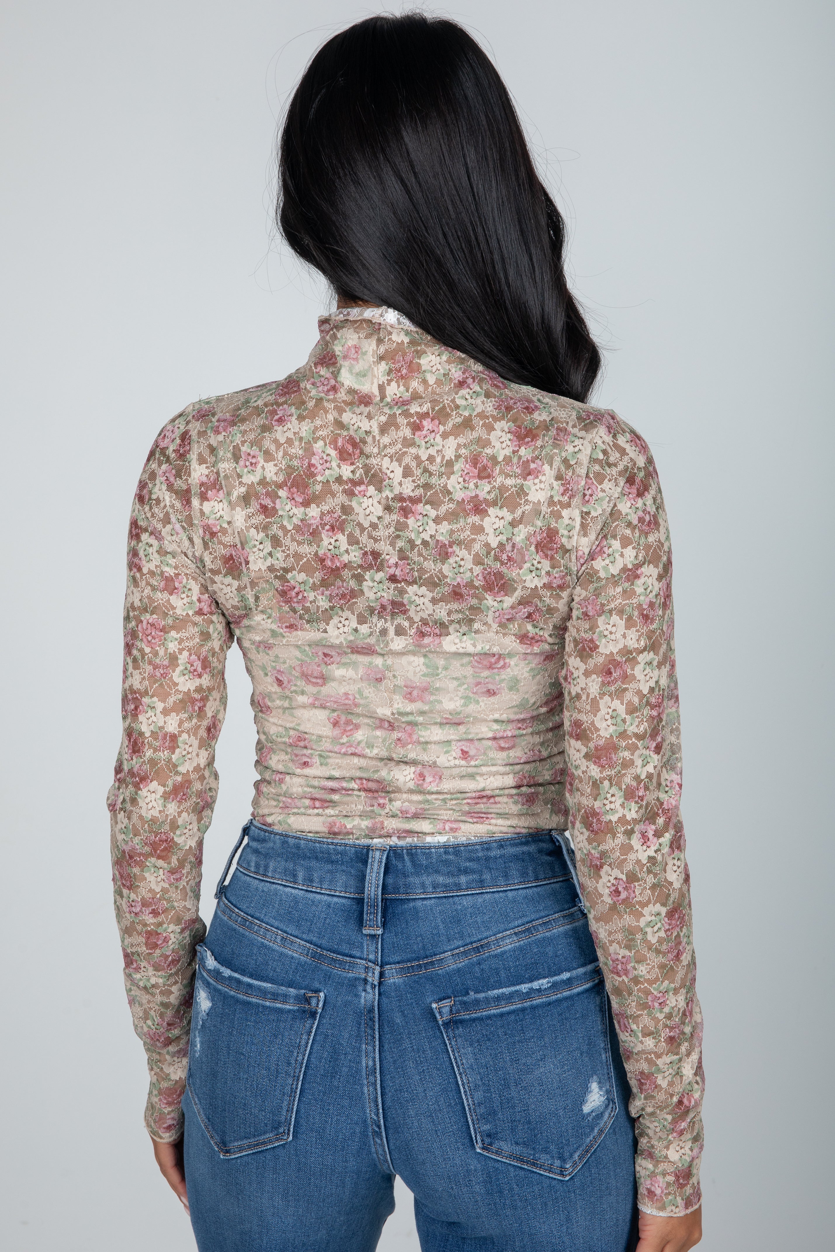 Freshly Picked Floral Mesh Lace Top - DU DEAL