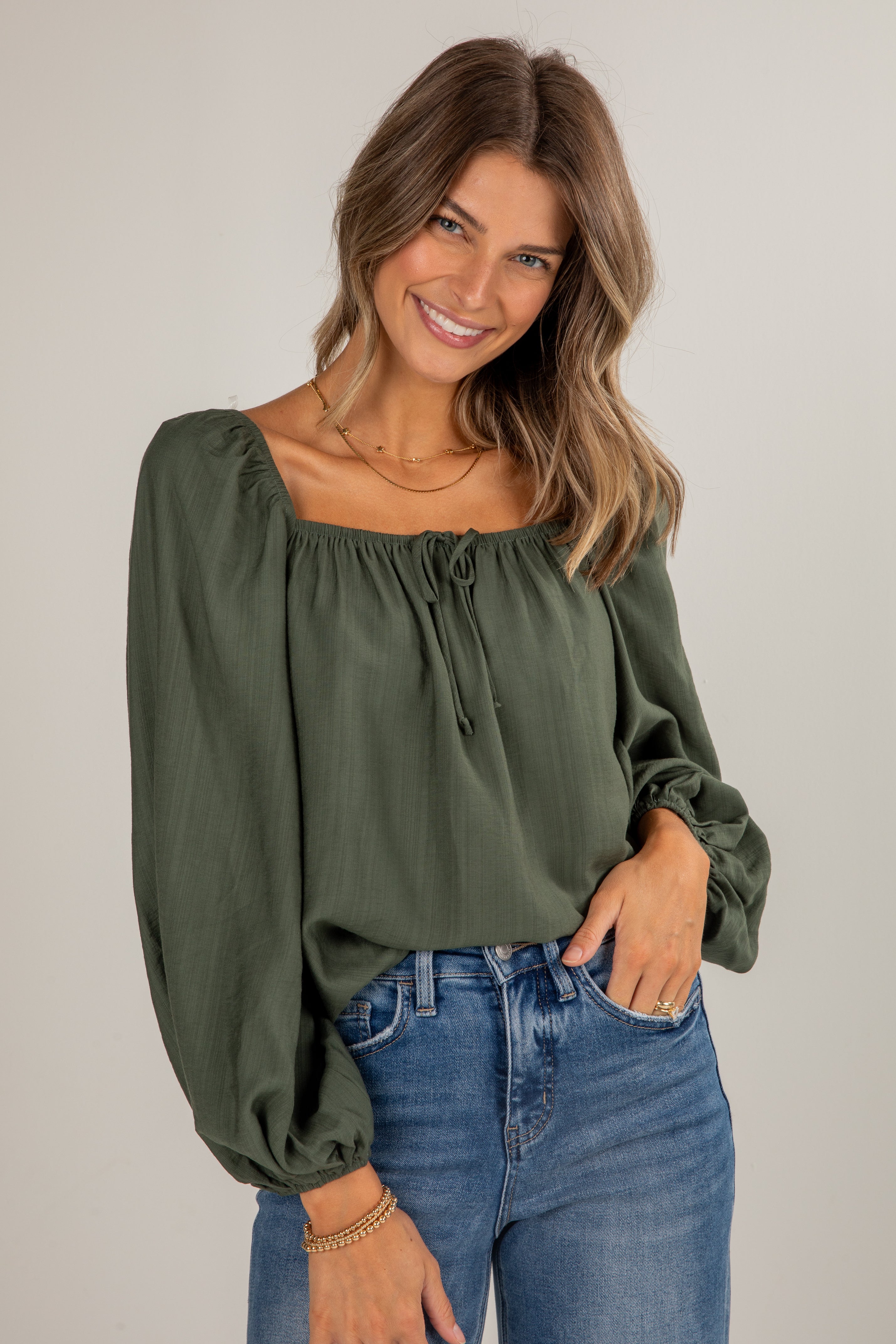 Give It A Try Hunter Green Blouse