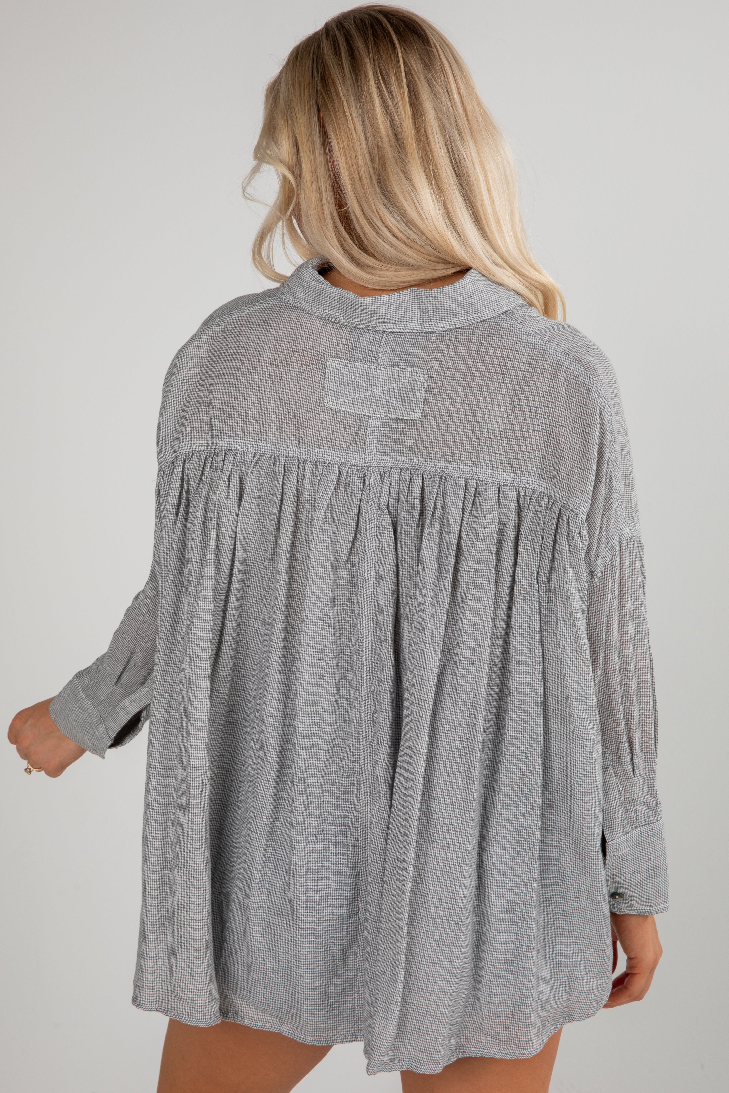 With You My Darling Grey Button-Up Blouse