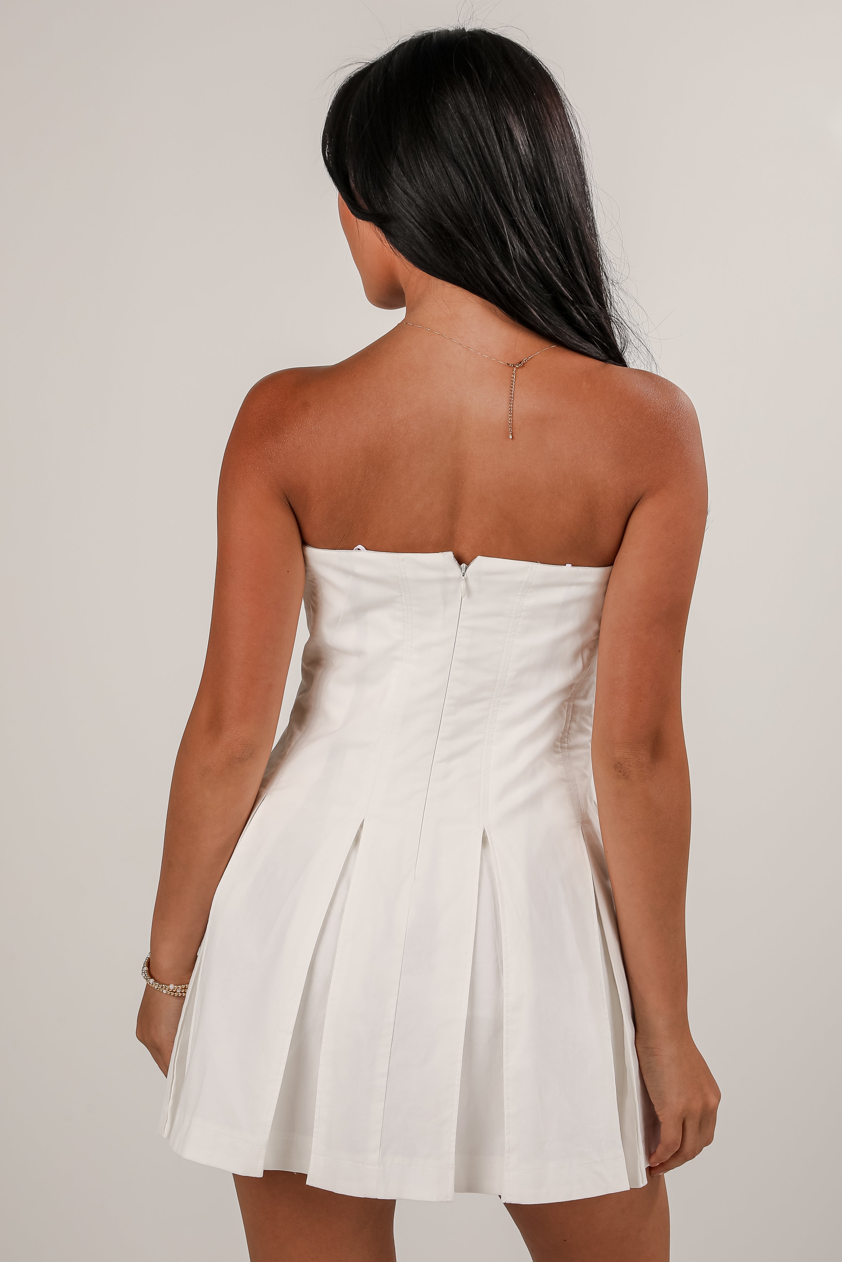 Gentle Breeze White Strapless Romper Dress