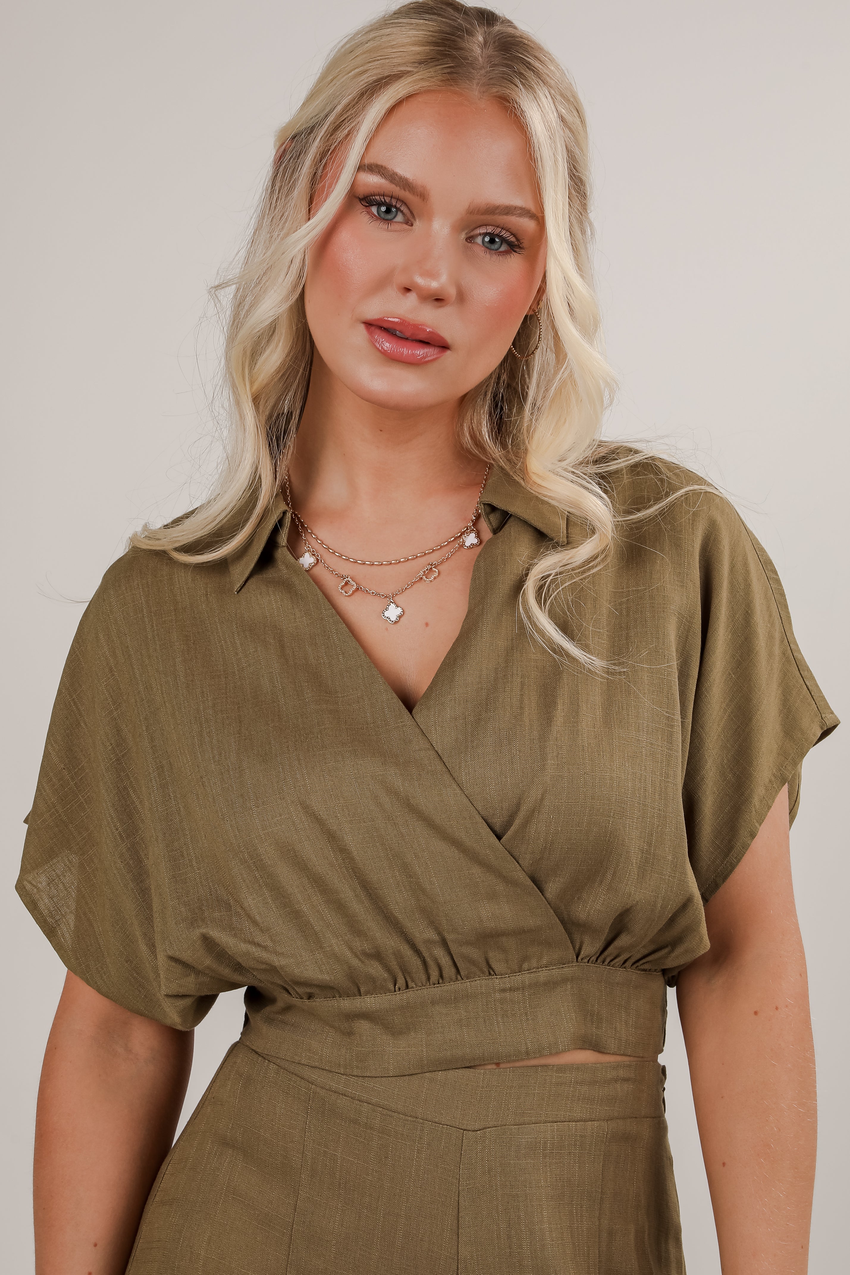 Take A Look Around Surplice Blouse - DU DEAL