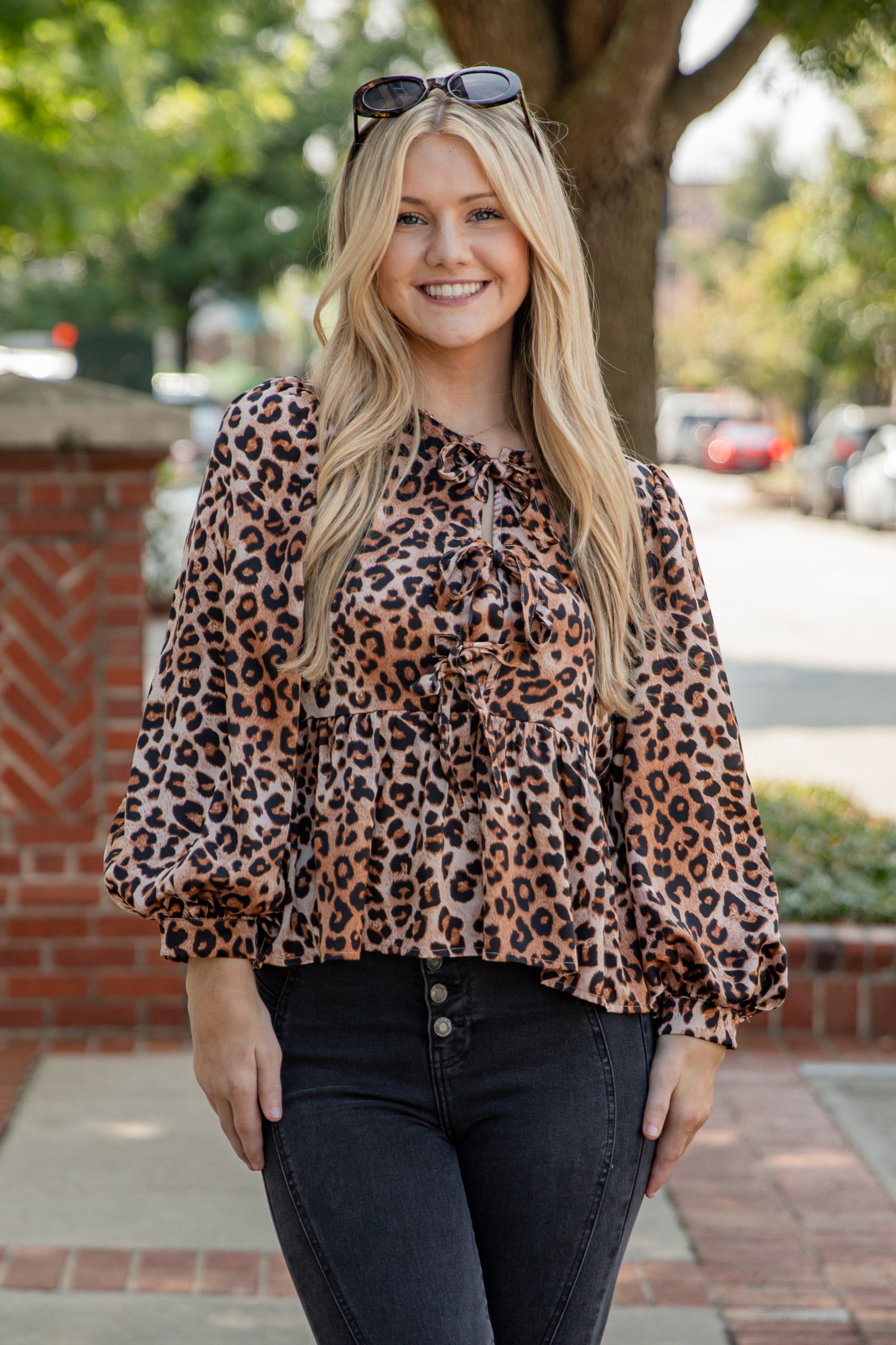 Hear My Roar Leopard Tie Blouse