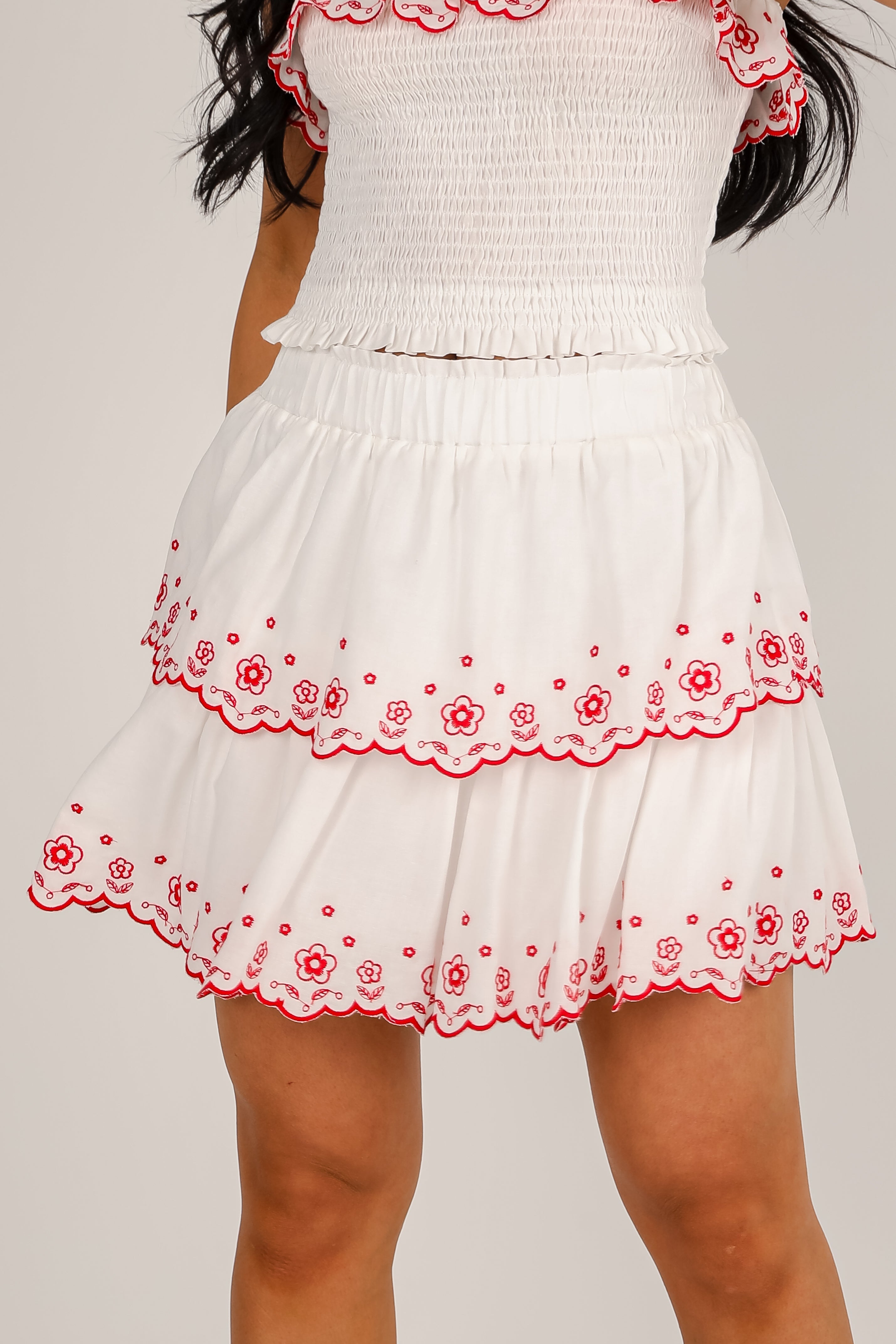 American Summer White Tiered Skort