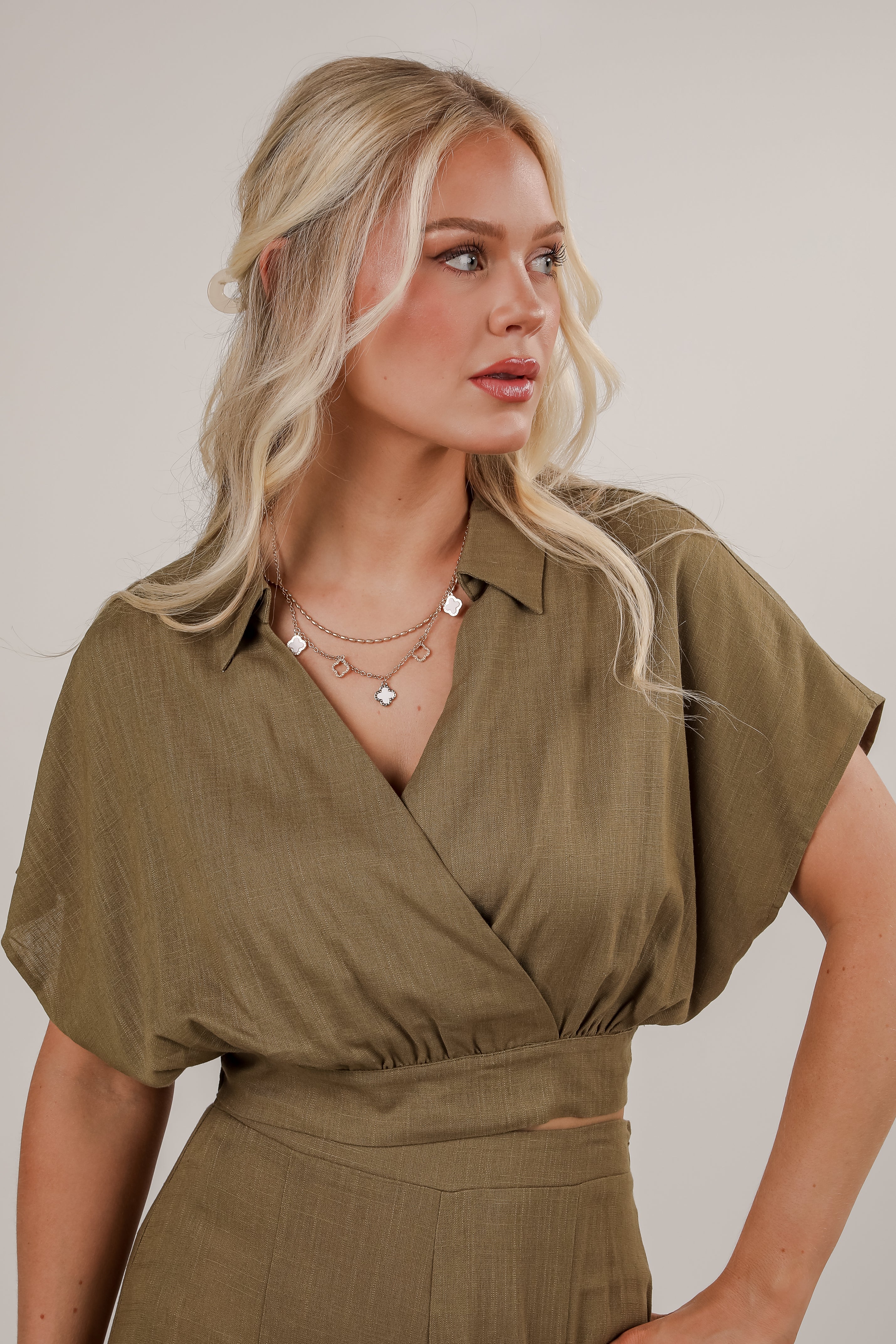 Take A Look Around Surplice Blouse - DU DEAL