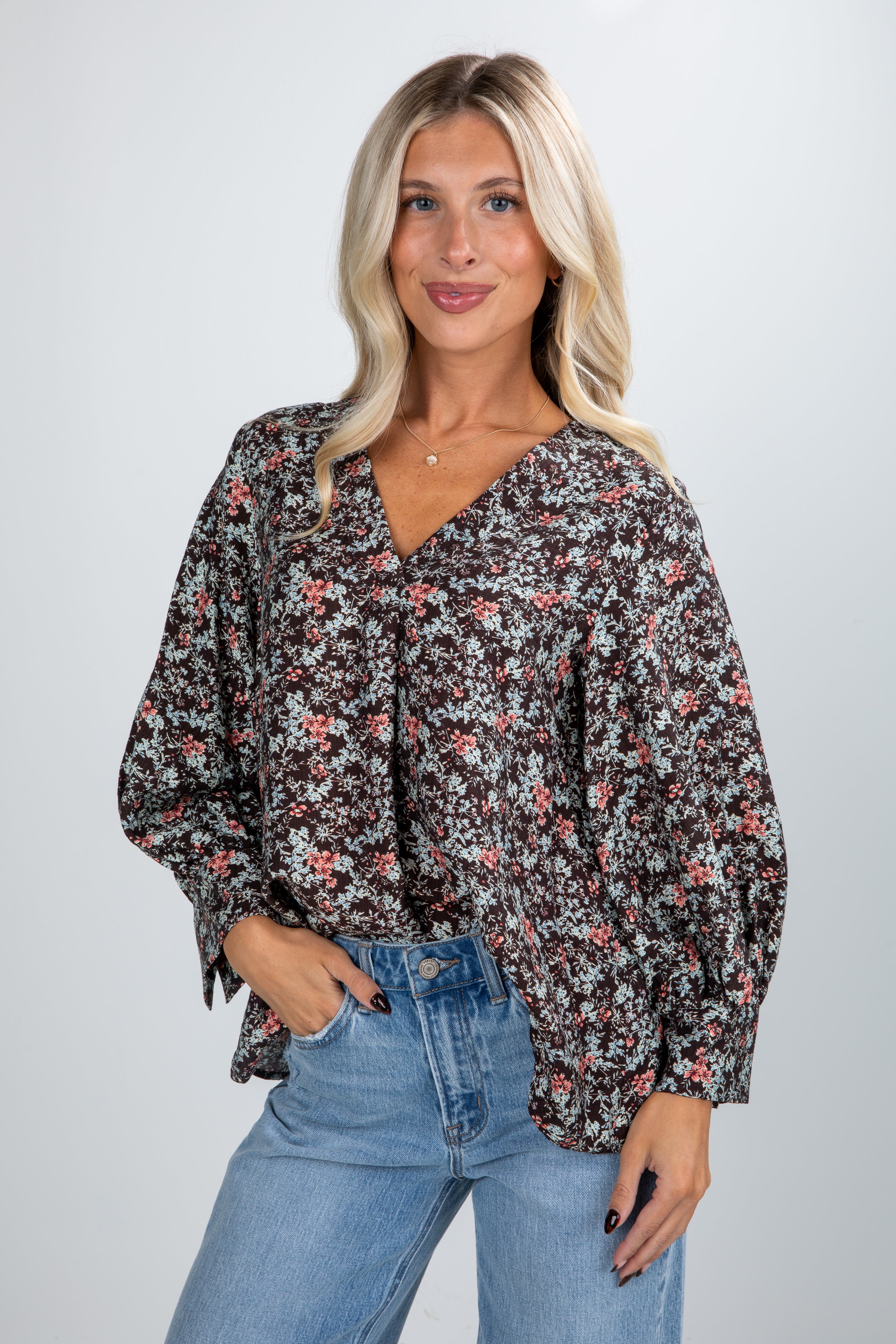 Dream About You Brown Floral Blouse
