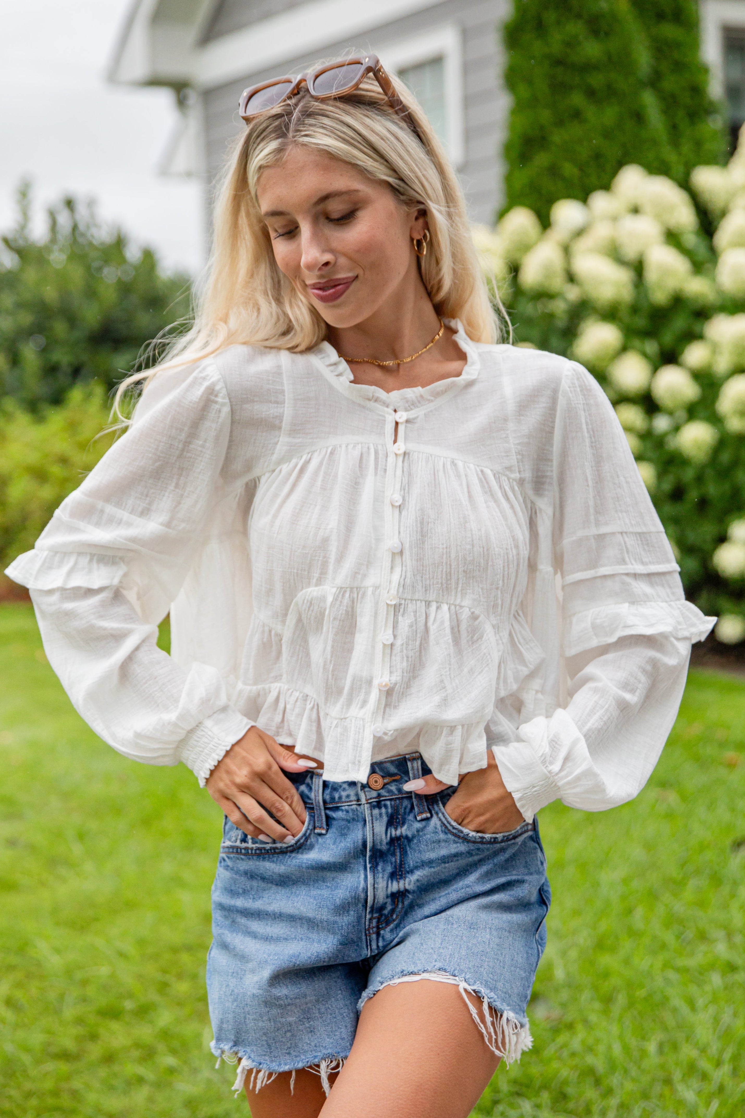 All Set To Go Off White Blouse