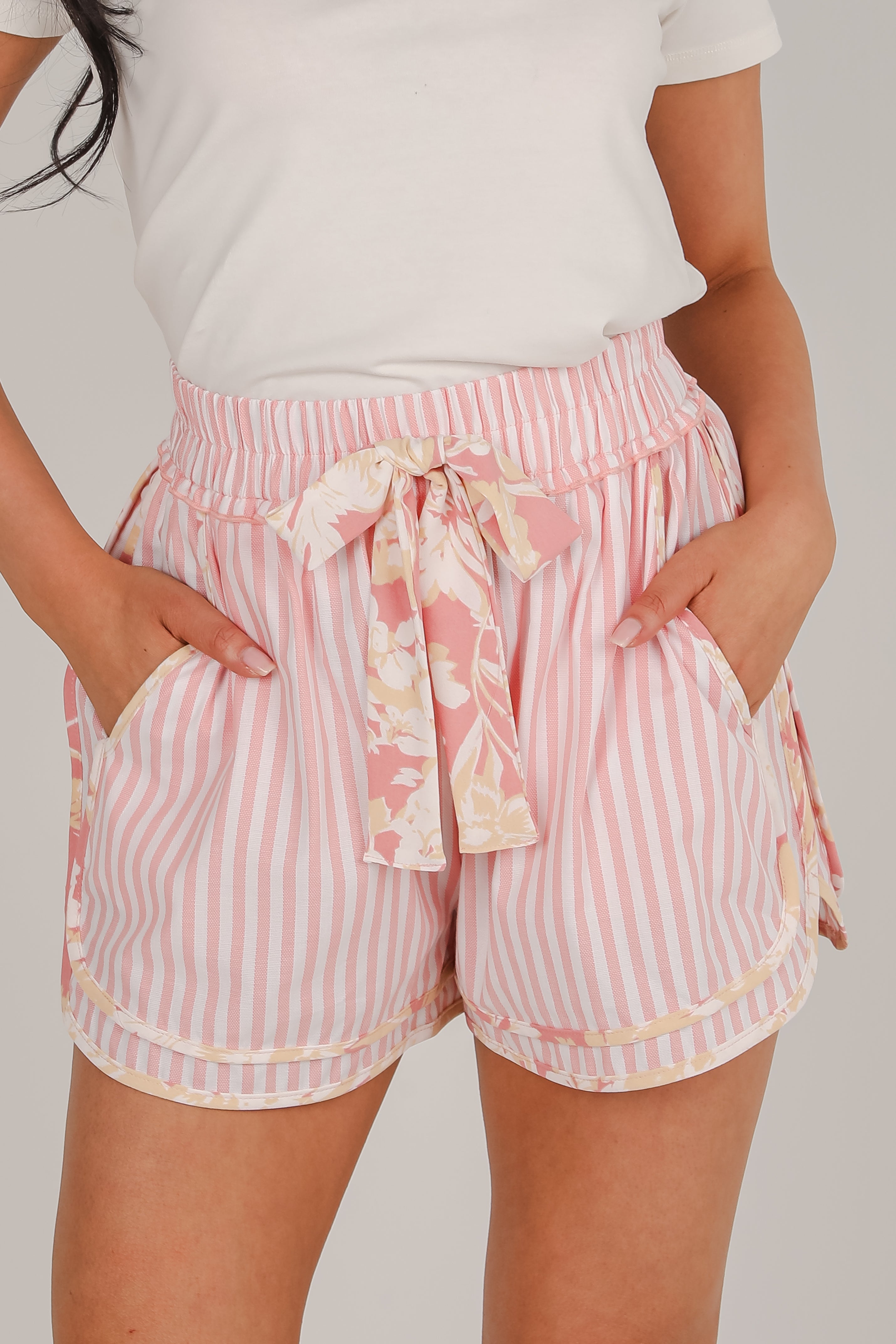 Dreaming In Color Pink Striped Shorts
