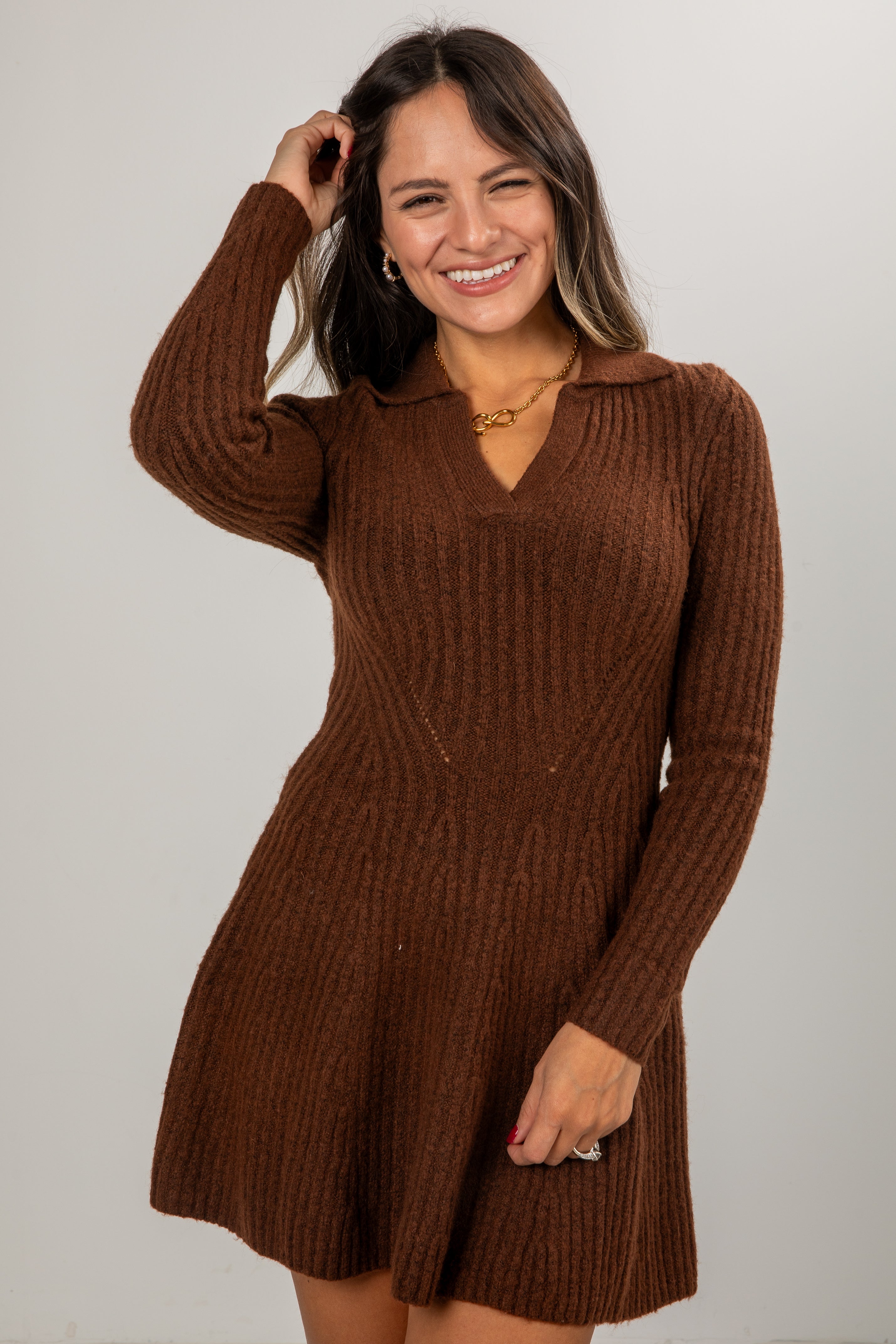 Cocoa Crush Chocolate Sweater Dress
