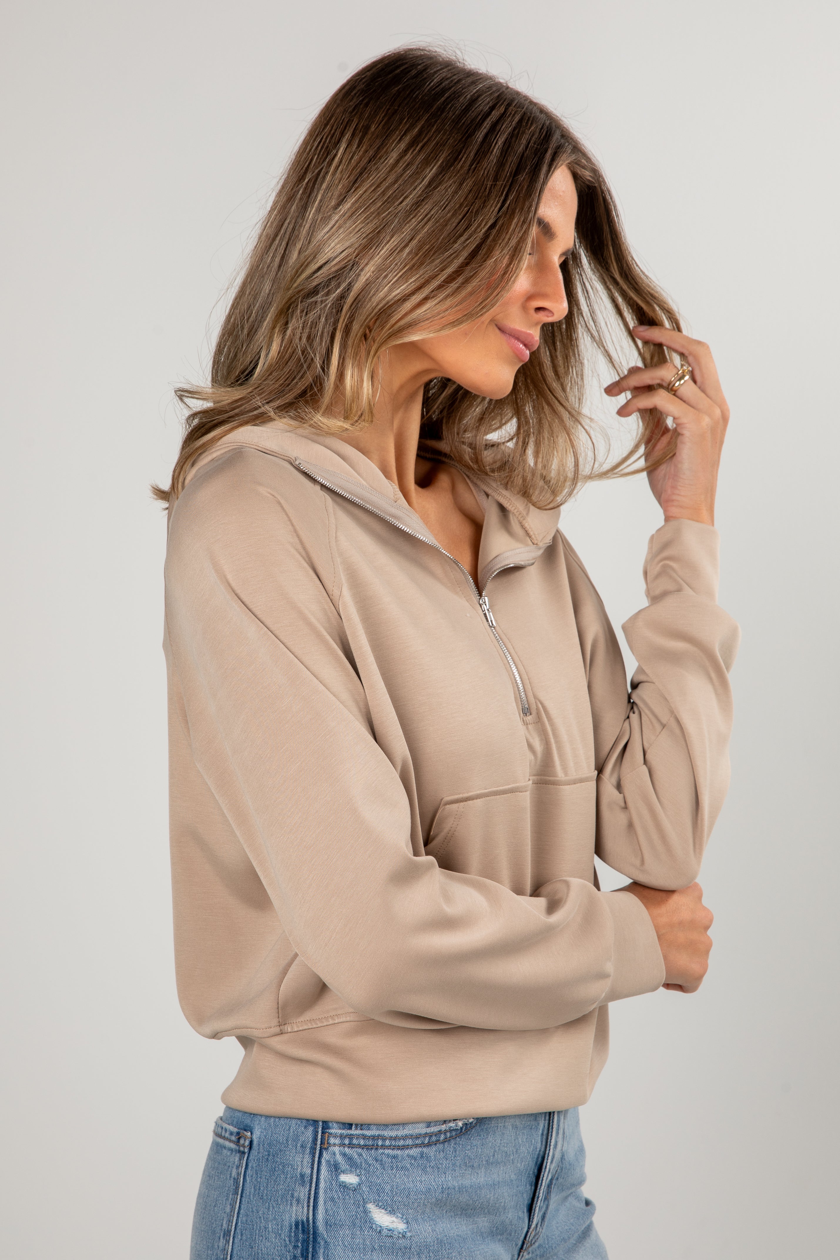 Ultra Air Soft Hooded Quarter Zip Pullover