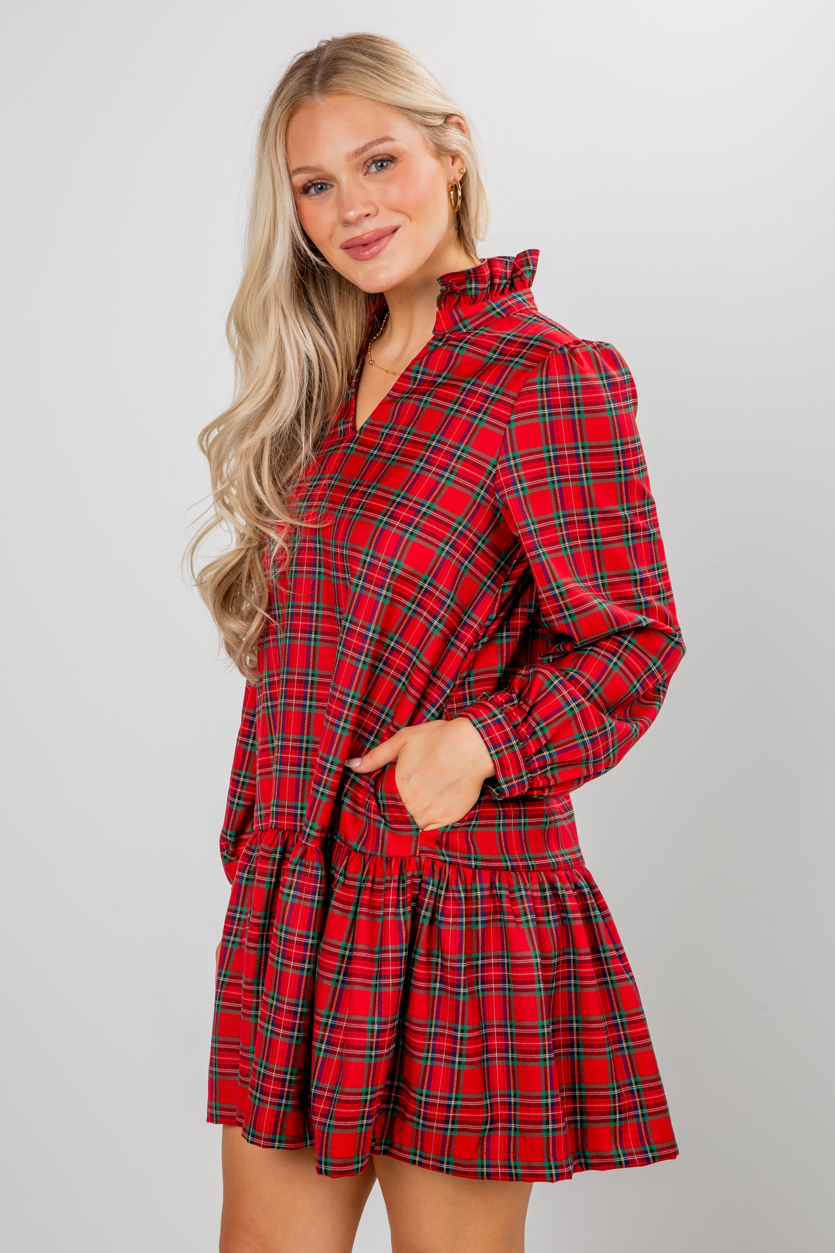 Tis The Season Red Plaid Mini Dress