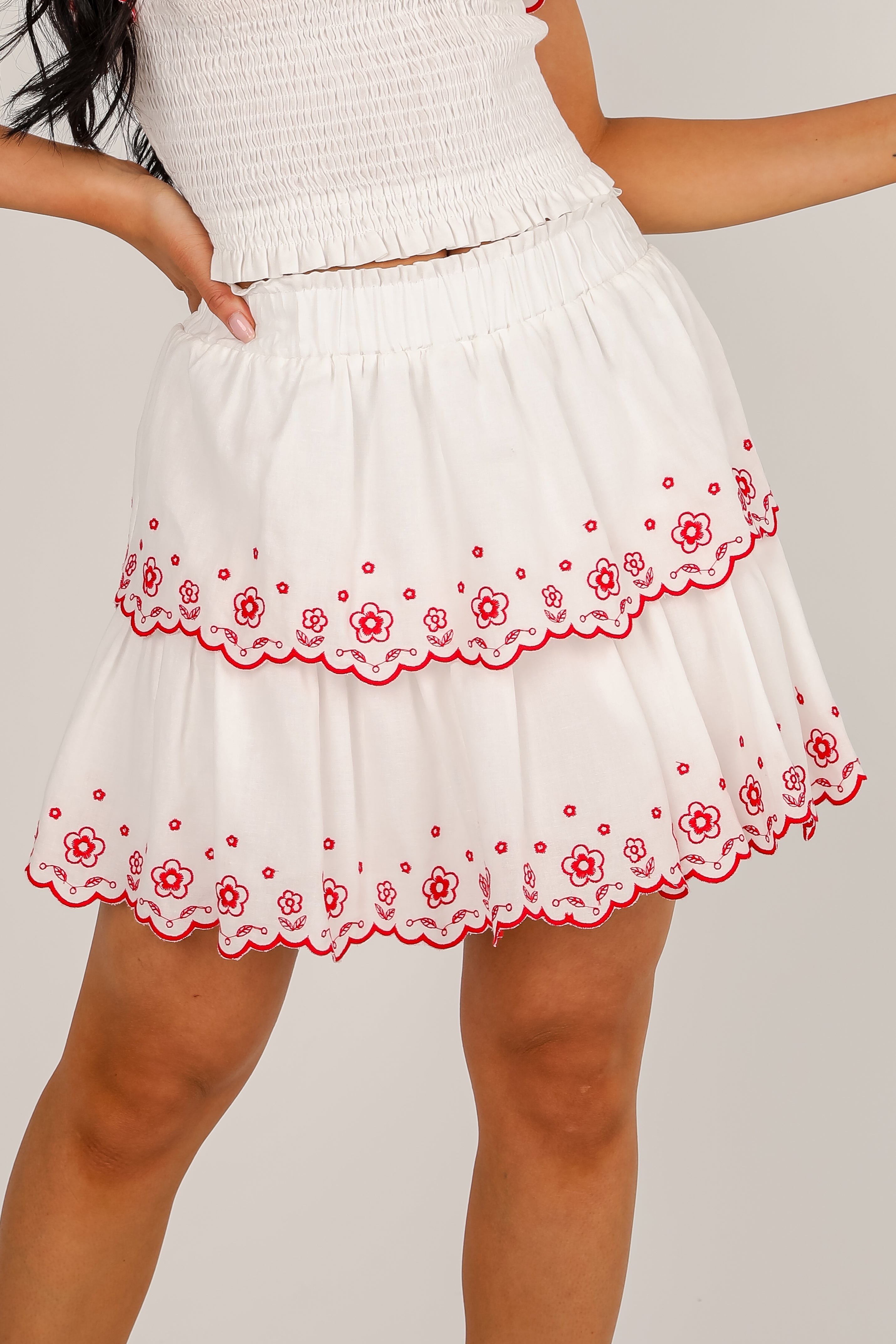 American Summer White Tiered Skort