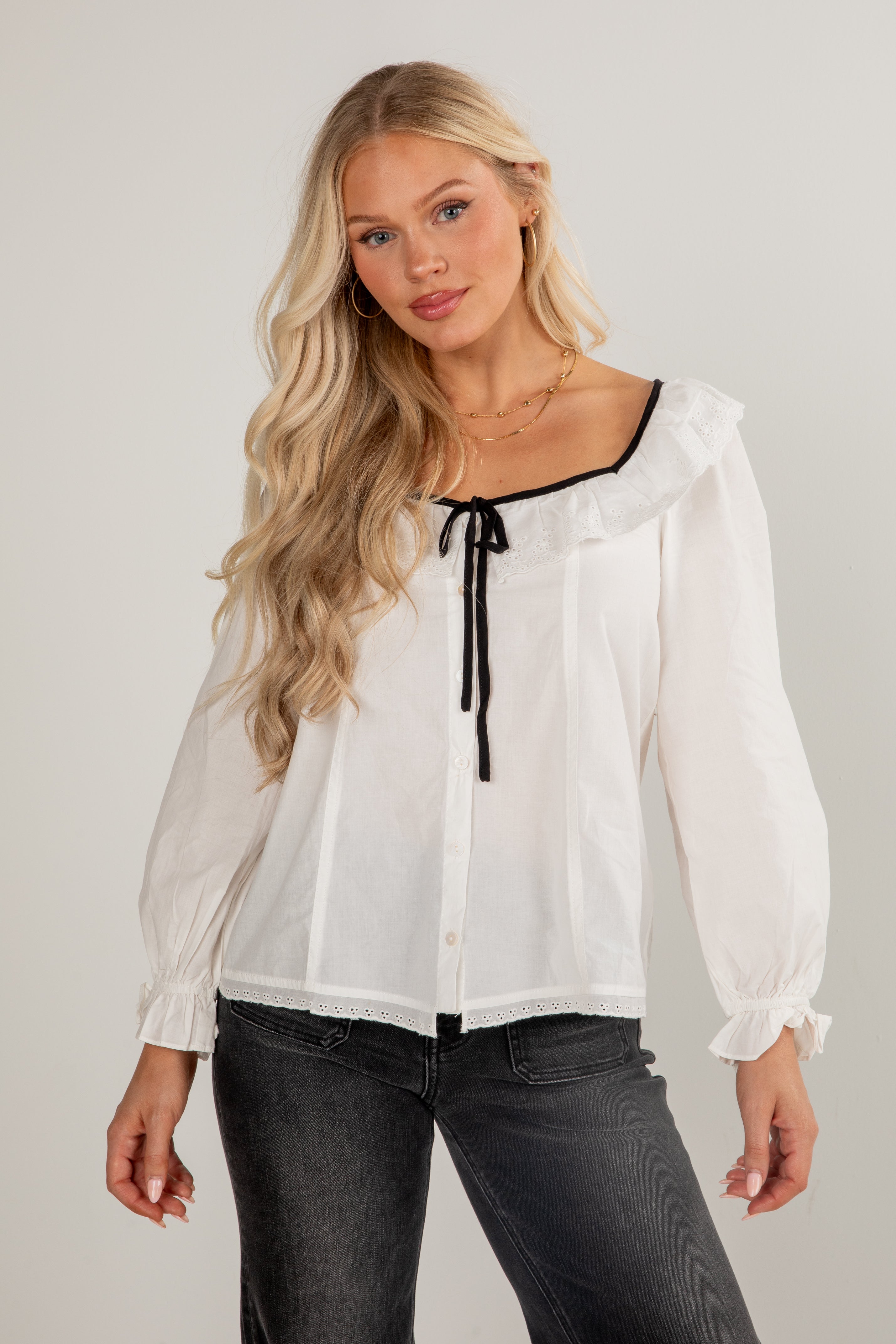 Dream About You Off White Eyelet Blouse