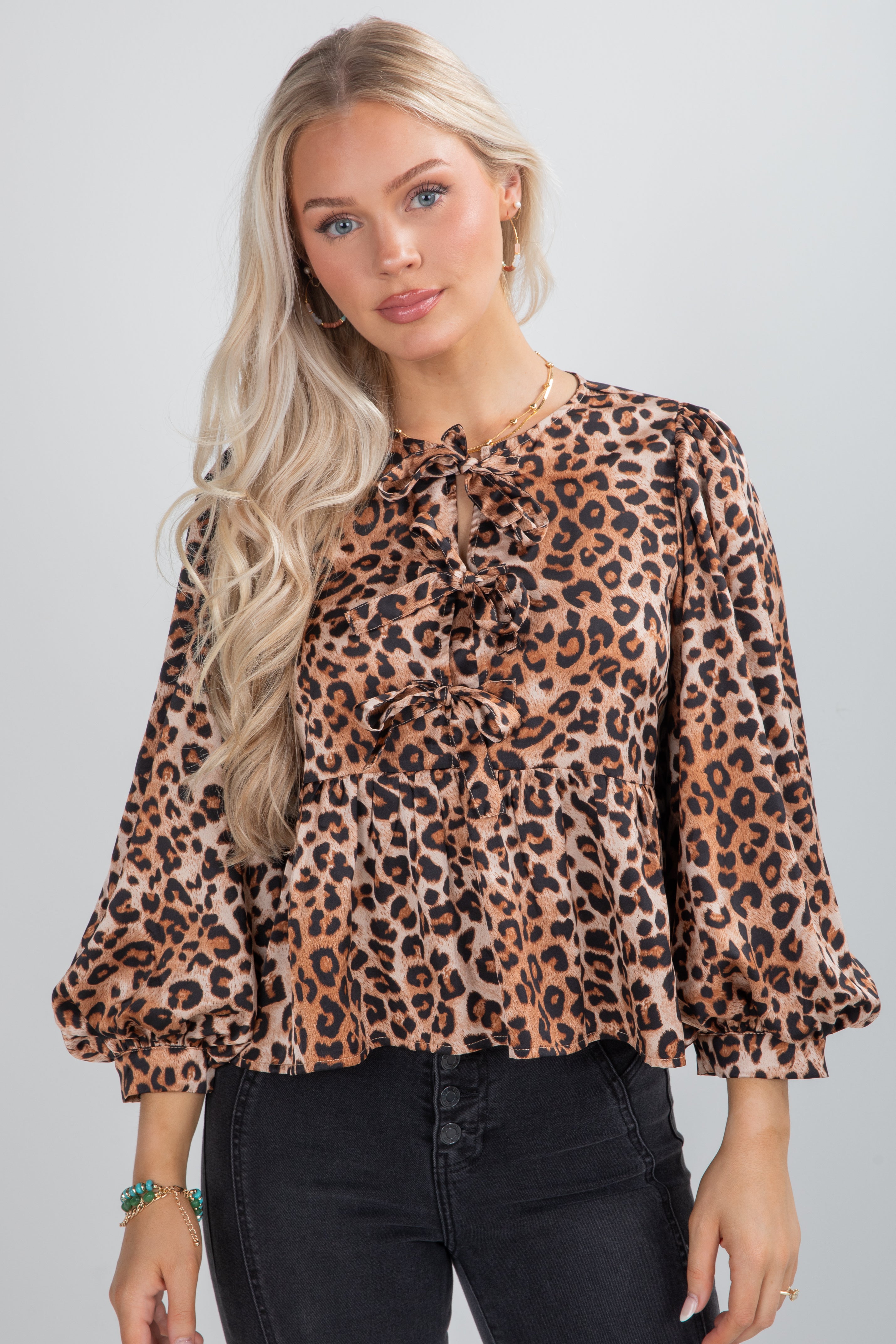 Hear My Roar Leopard Tie Blouse