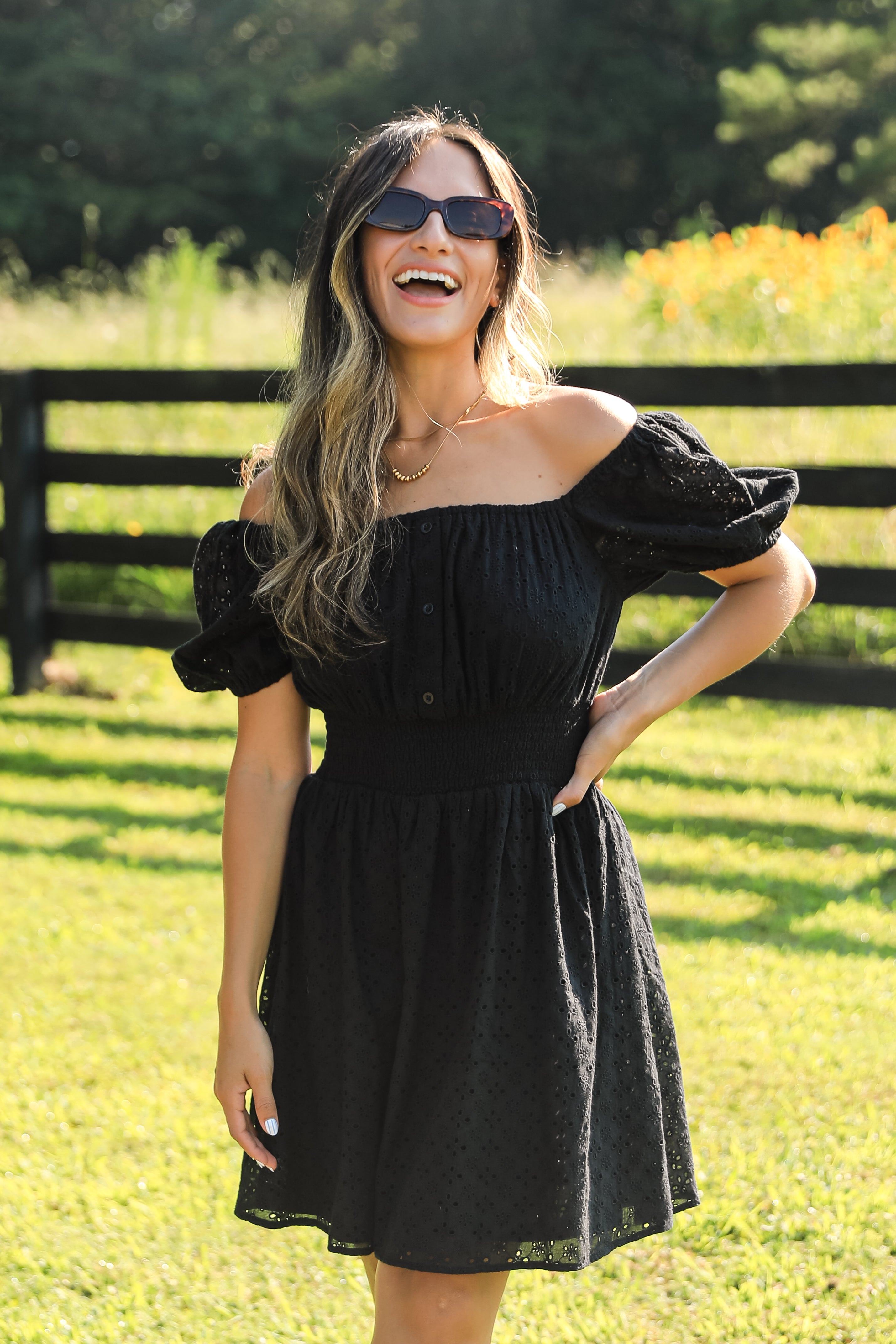 Sweet Like Honey Black Eyelet Mini Dress